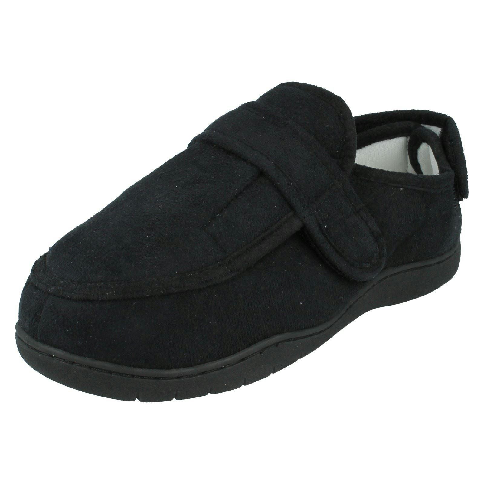 Spot On Men's Black Plain Slipper Shoe - Uk 11-12