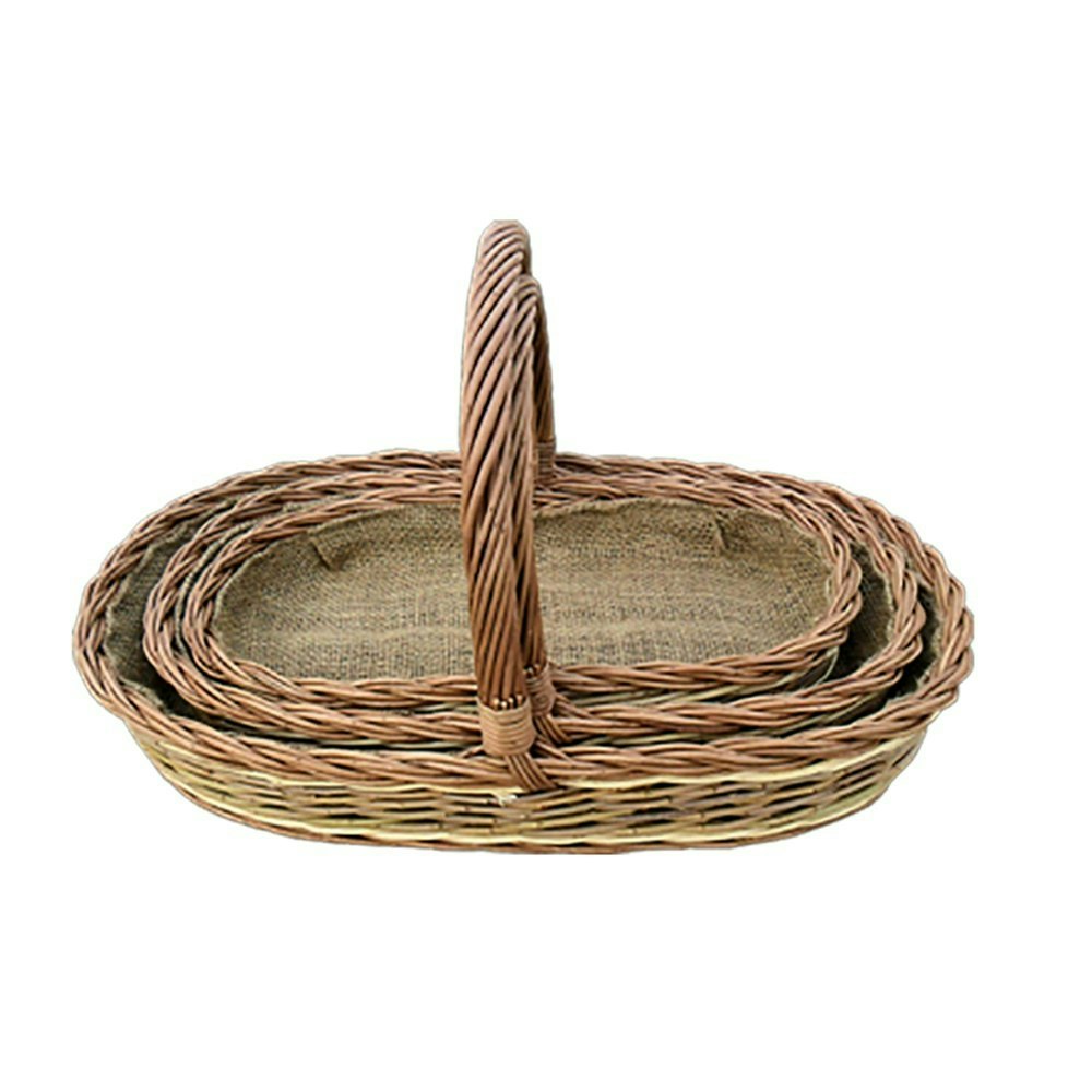 Rackhams Brown Set Of 3 Holker Lined Wicker Garden Trugs - Set Of 3