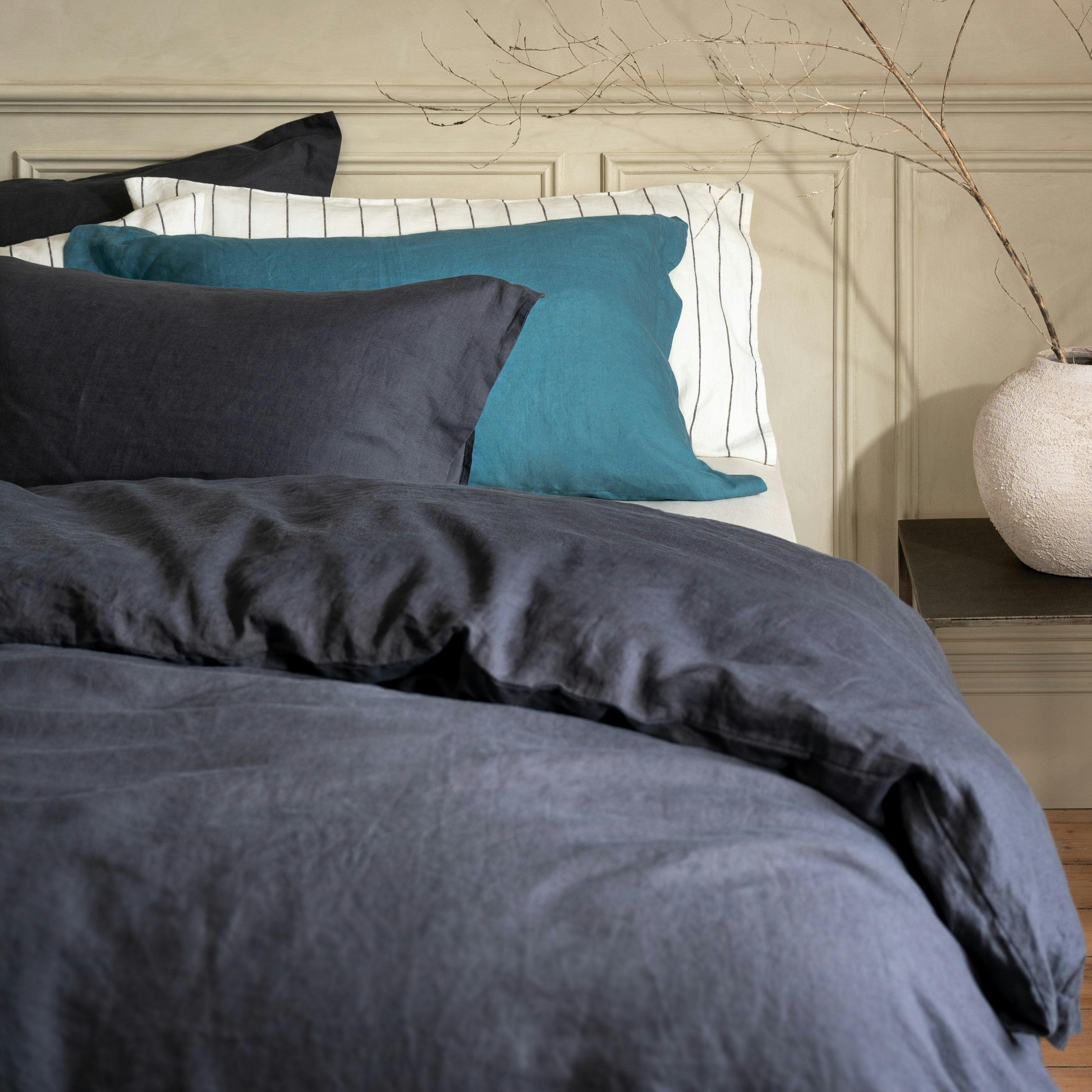Rackhams Grey Midnight French Linen Duvet Cover - Double