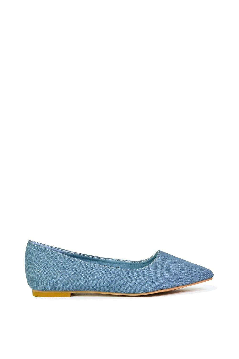 Xy London Women's Blue Pointed Toe Slip On Flat Ballerina Pump Shoes - 6