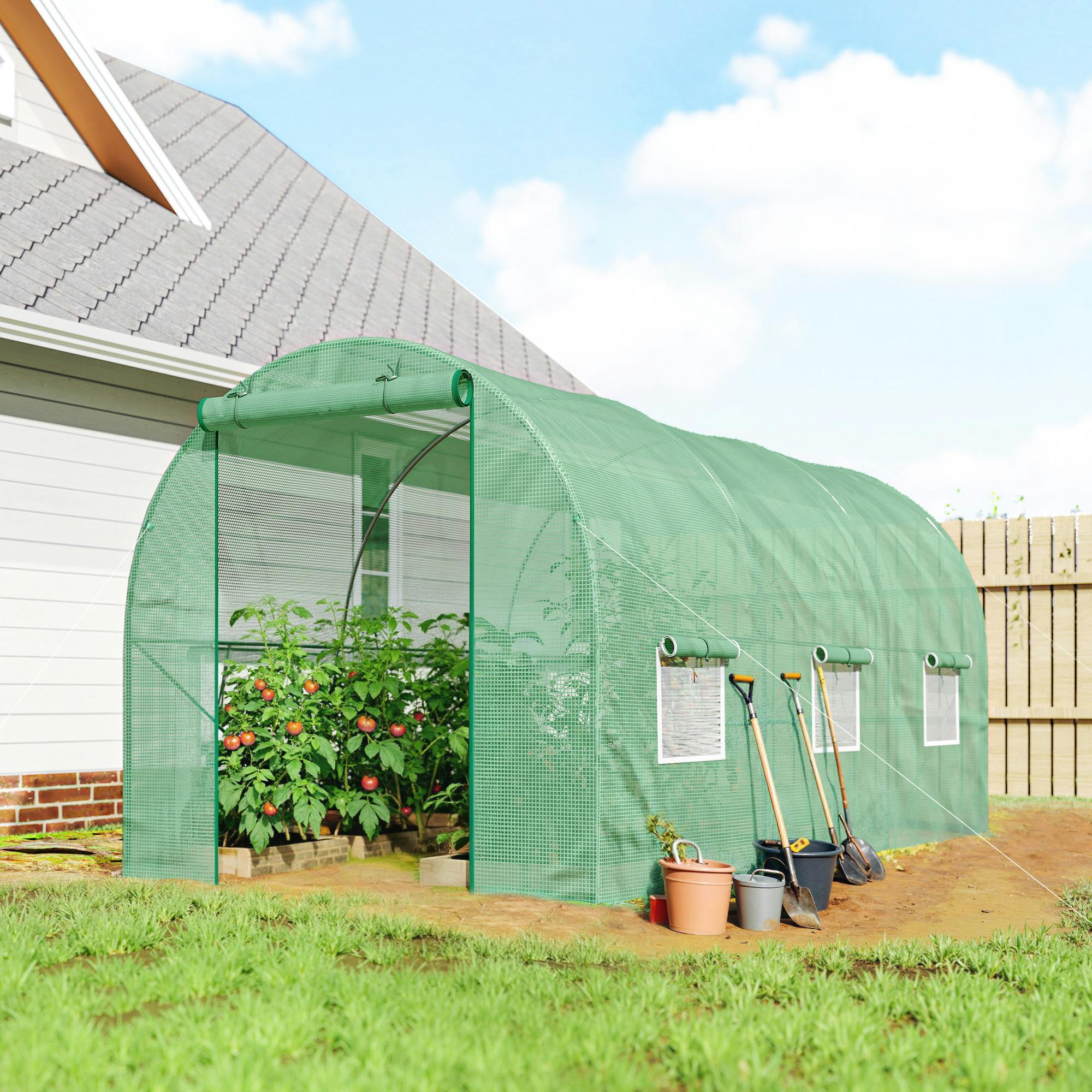 Rackhams Green Polytunnel Walk In House W/ Pe Cover, 4.5 X 2 X 2M