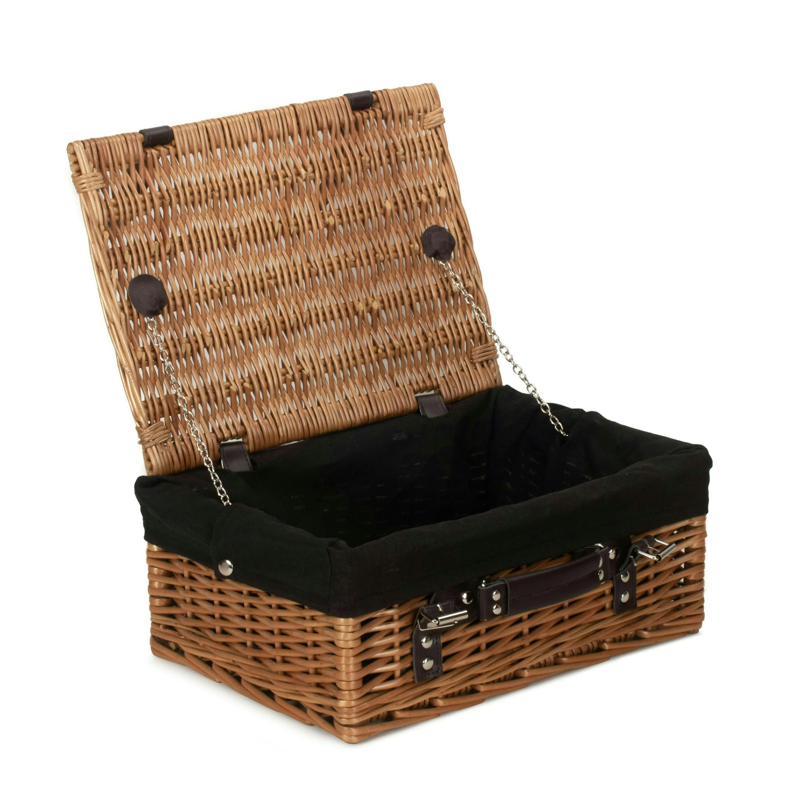 Rackhams Black 36Cm Double Steamed Willow Wicker Picnic Basket