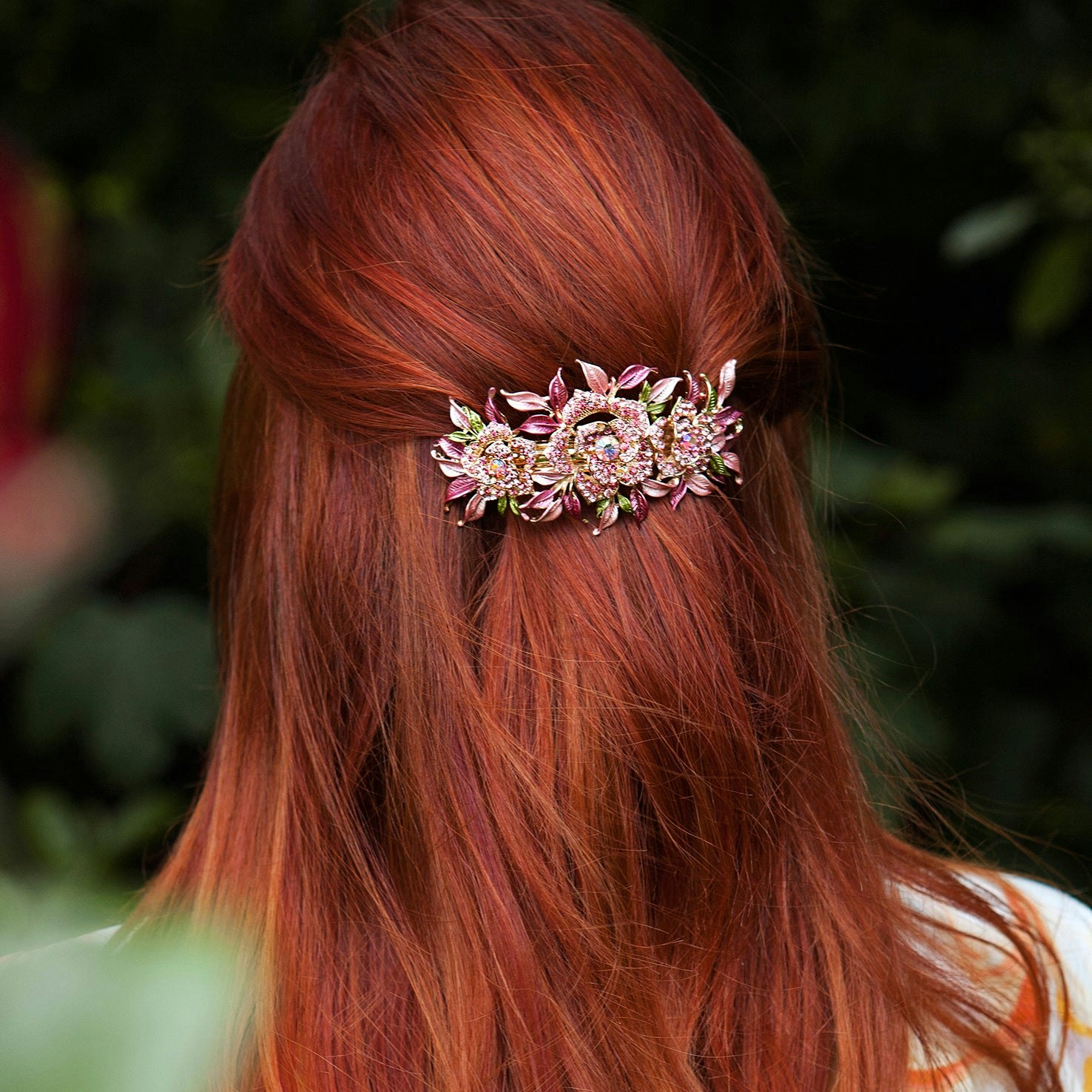 Queenmee Accessories Pink Crystal Hair Clip Large Rose - Featured In The Lady Magazine