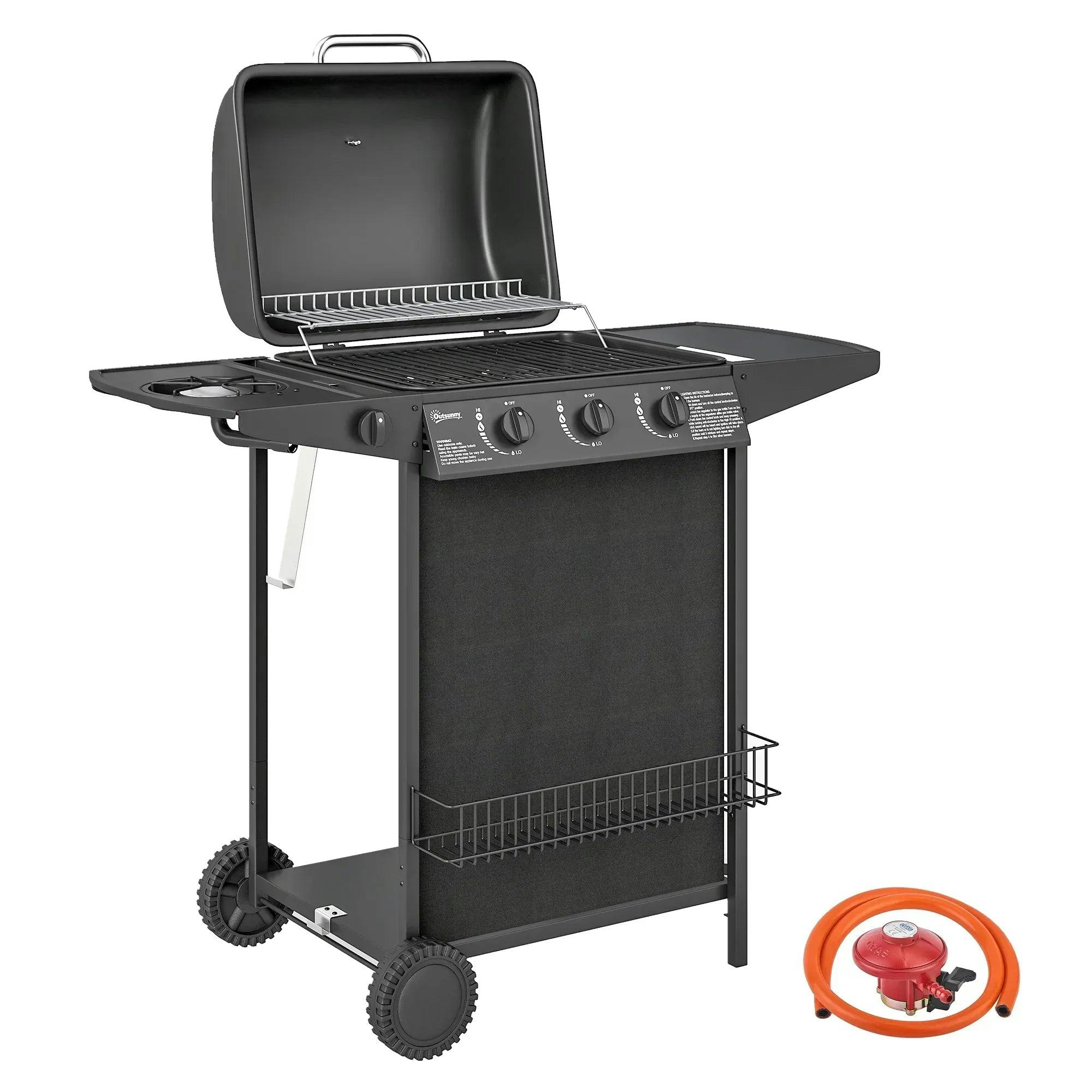 Rackhams Black Four Burner Gas Grill Bbq