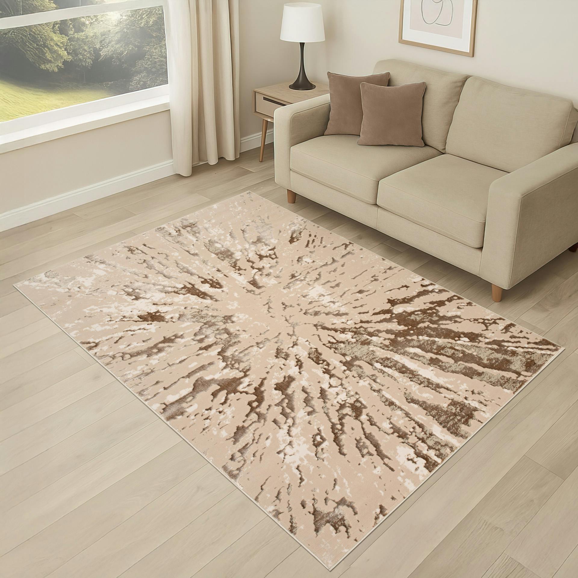 Smart Living Beige Sunset Modern Shimmer Rug - 200Cm X 290Cm (6.5Ft X 9.5Ft)
