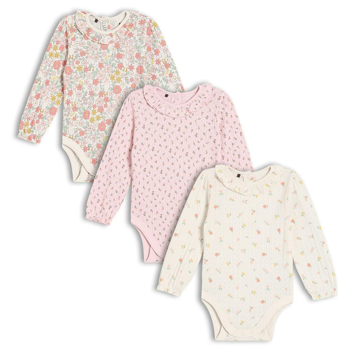 Mini Cuddles Women's Baby Girls 3Pk Floral Printed Bodysuits, Multicolour - 12-18 Months
