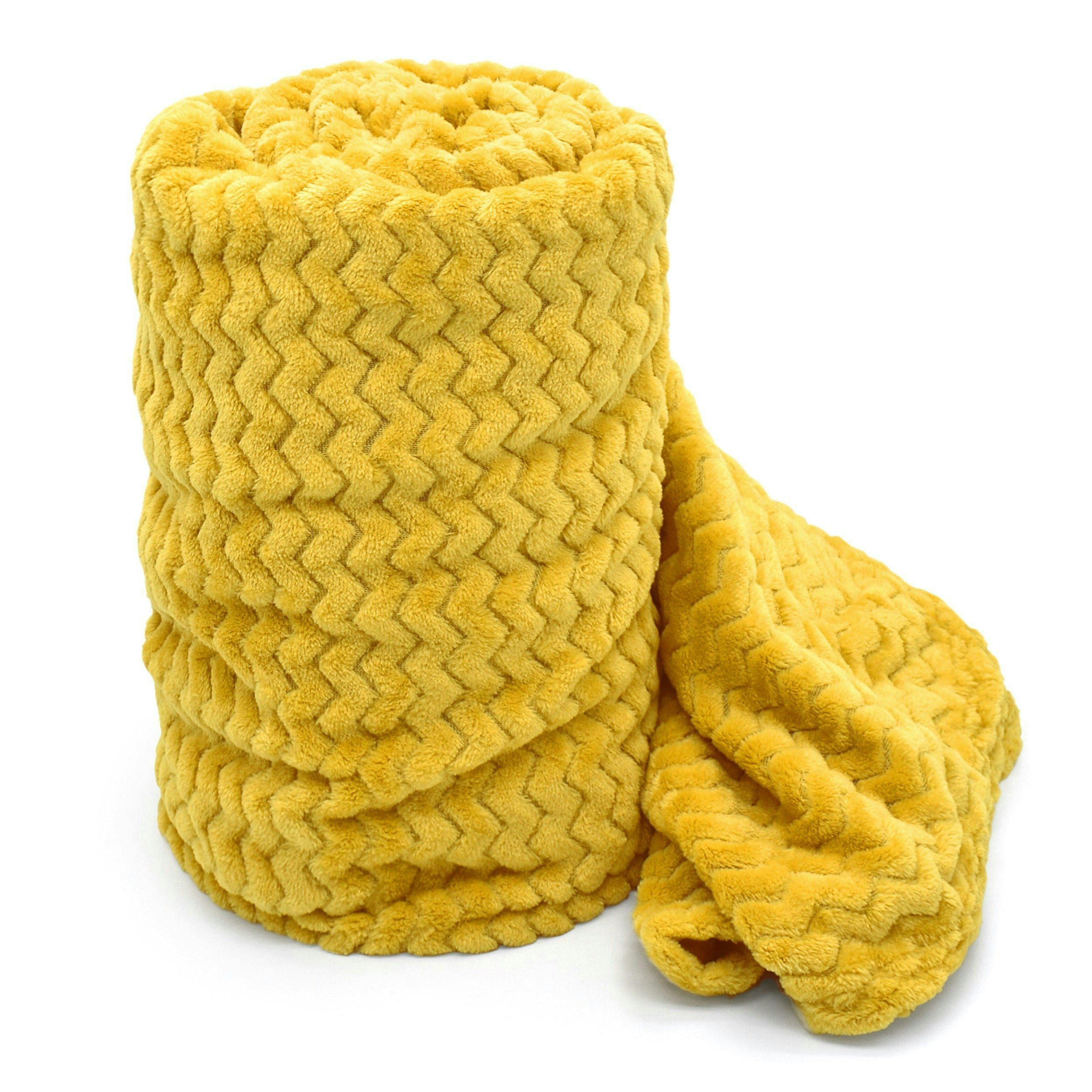 Rackhams Moda Ribbed Chevron Super Soft Blanket - 127Cm X 152Cm - Ochre