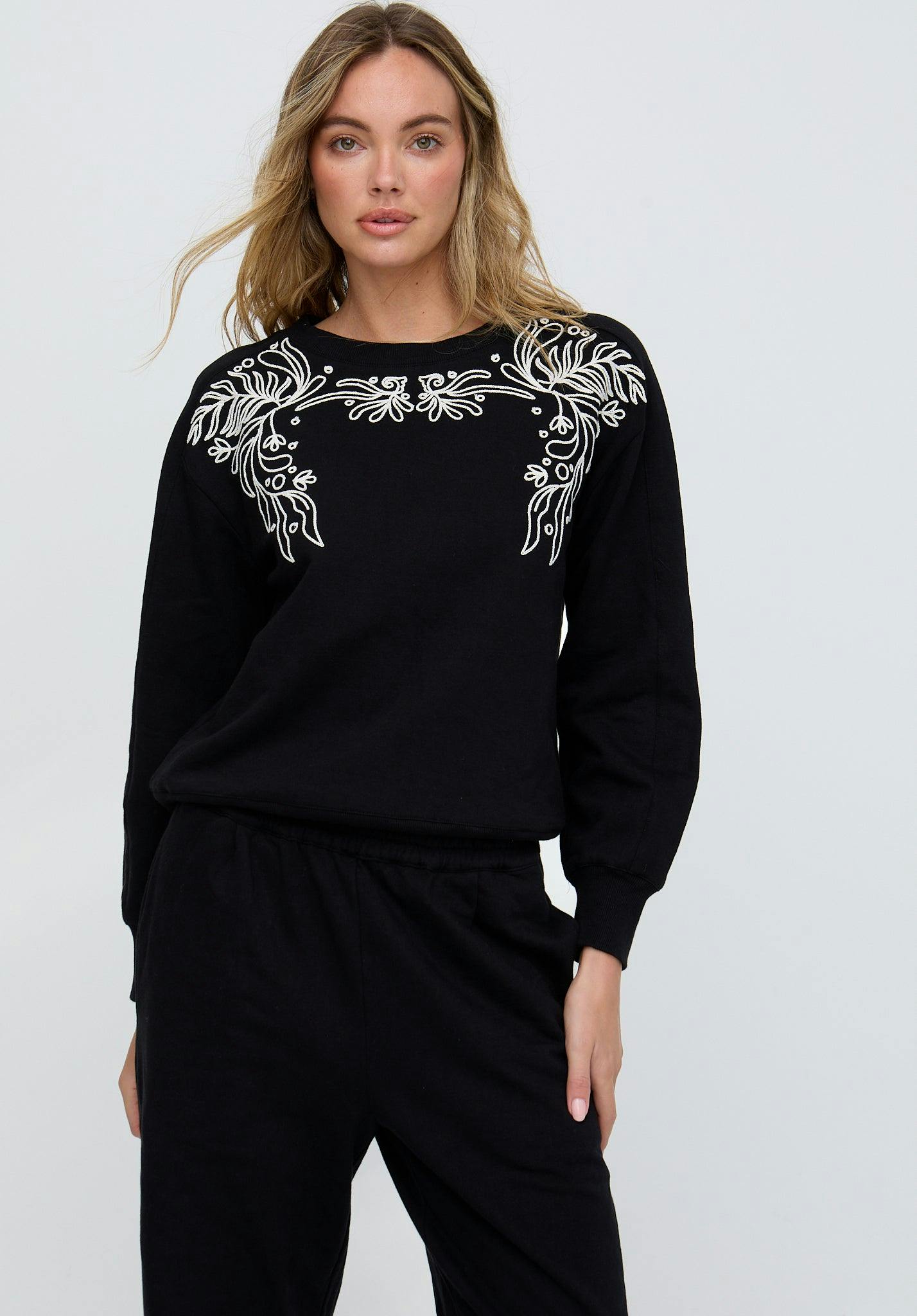 Raffya Black Marmalade Long Sleeves Embroidered Sweatshirt In - 10