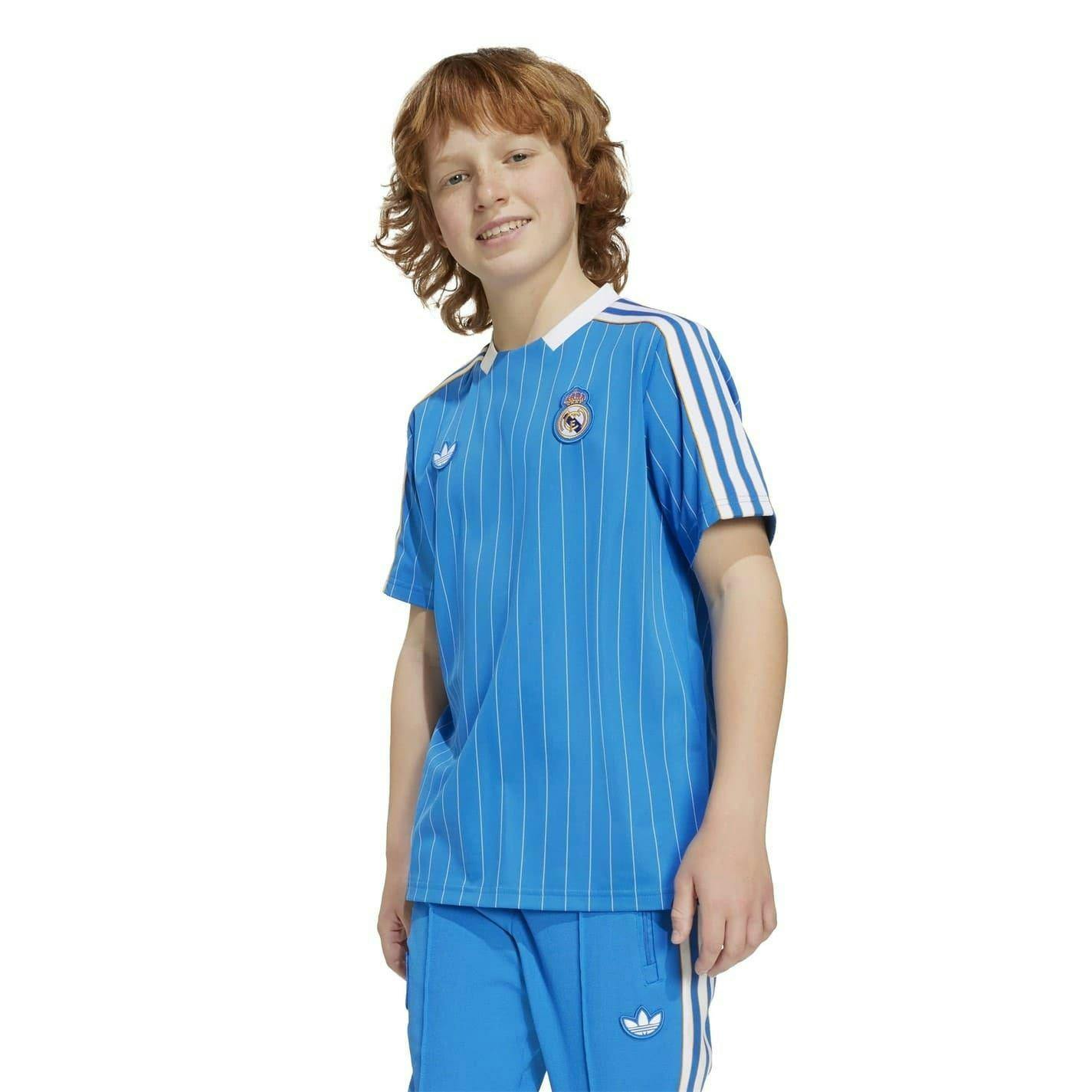 Adidas Blue/White Kids Terrace Icons Real Madrid Cf Jersey - 13 Years - 100% Recycled Polyester