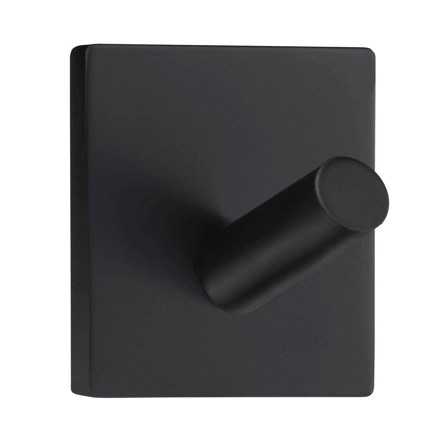 Rackhams Black Stainless Steel Single Towel Hook (30 X 30Mm) Self Adhesive Bathroom Wall Mounted