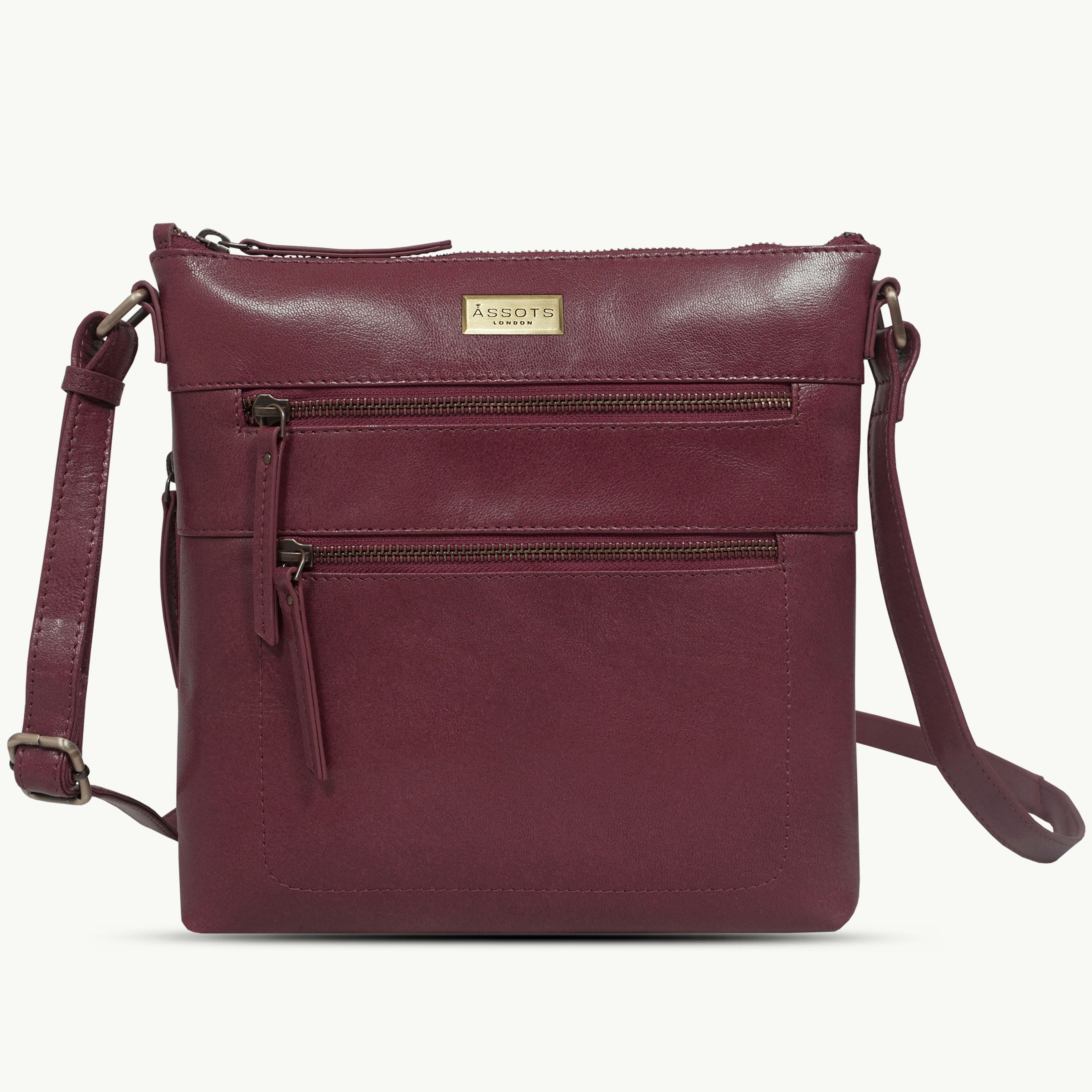 Assots London Grain 'Cori' Chilli Pepper Waxy Vt Real Leather Crossbody Bag