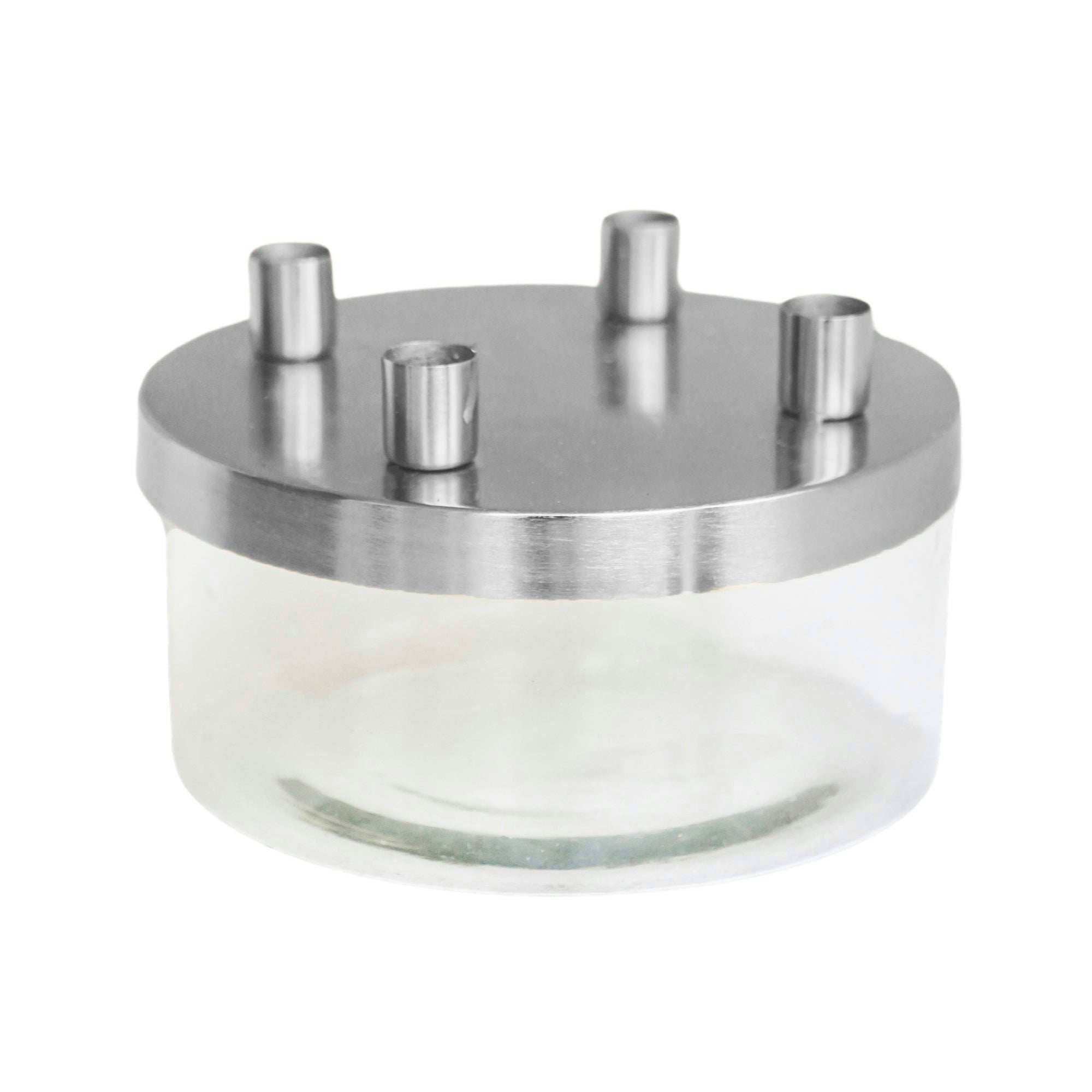 Rackhams Silver Metal Candle Holder With Glass Bowl