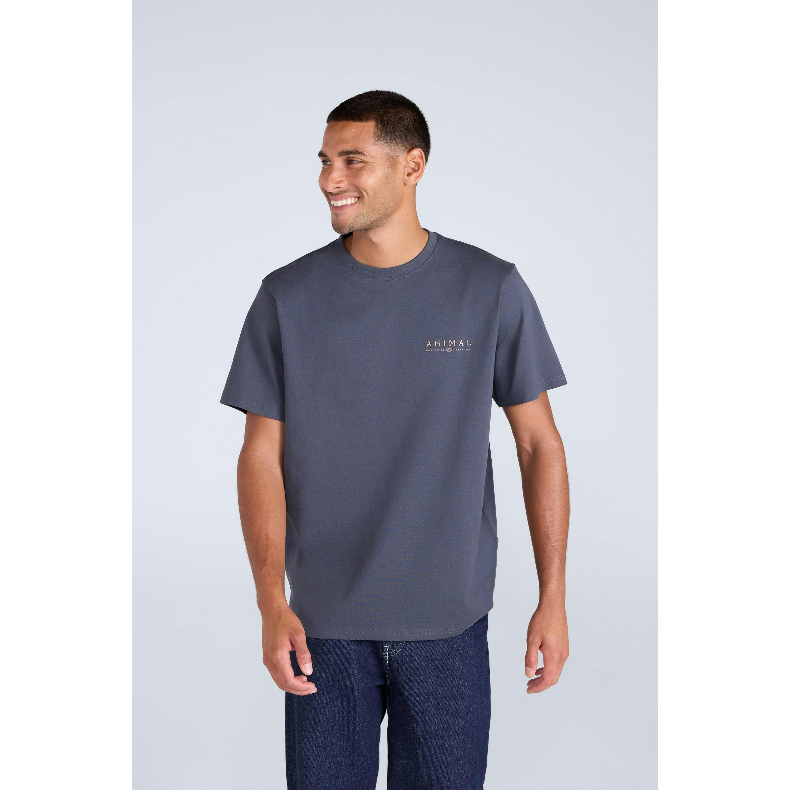 Animal Men's Dark/Grey Chase Organic Summer T-Shirt - Xs - 100% Organic Cotton