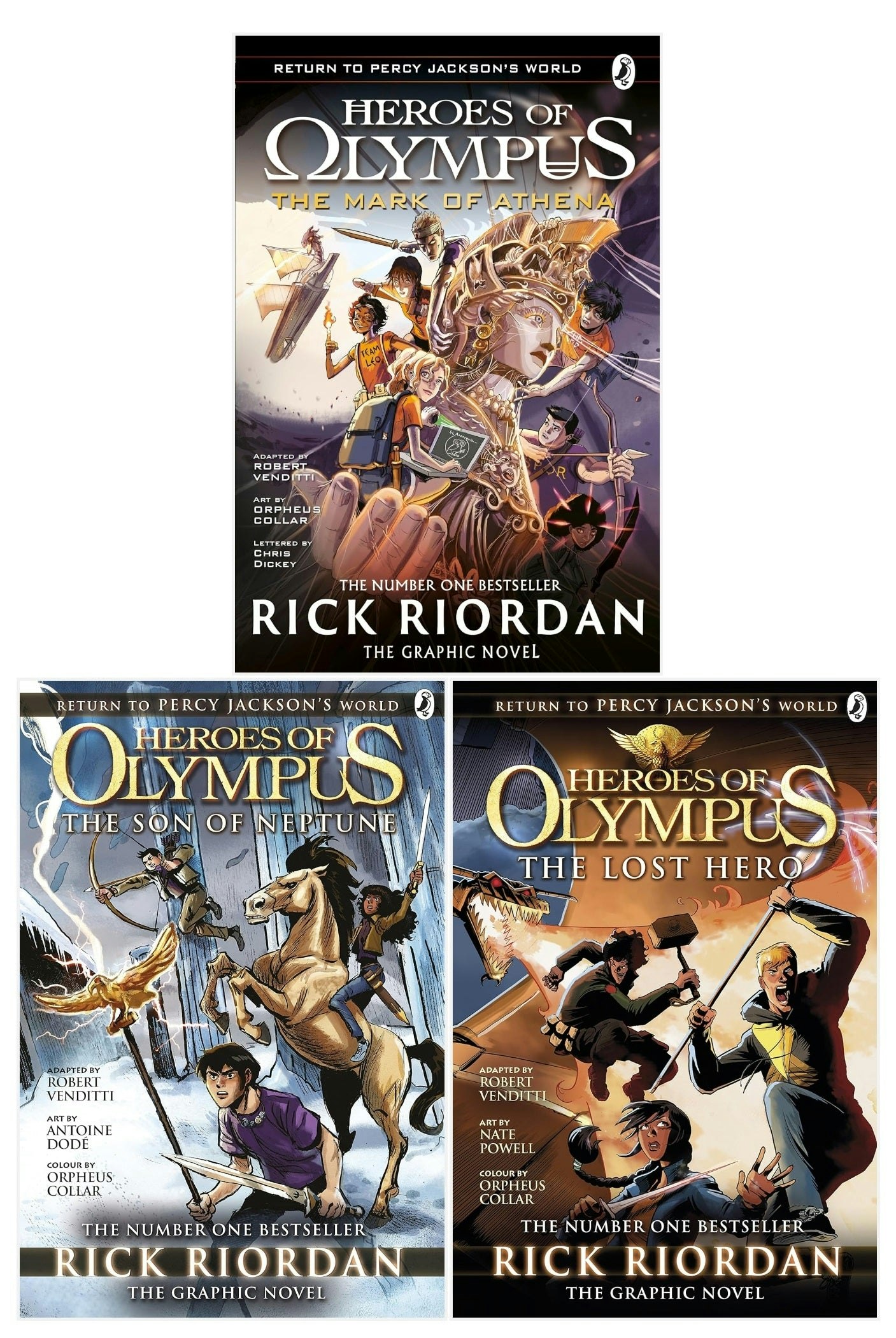 Puffin Heroes Of Olympus Graphic Novels 3 Books Collection Set By Rick Riordan