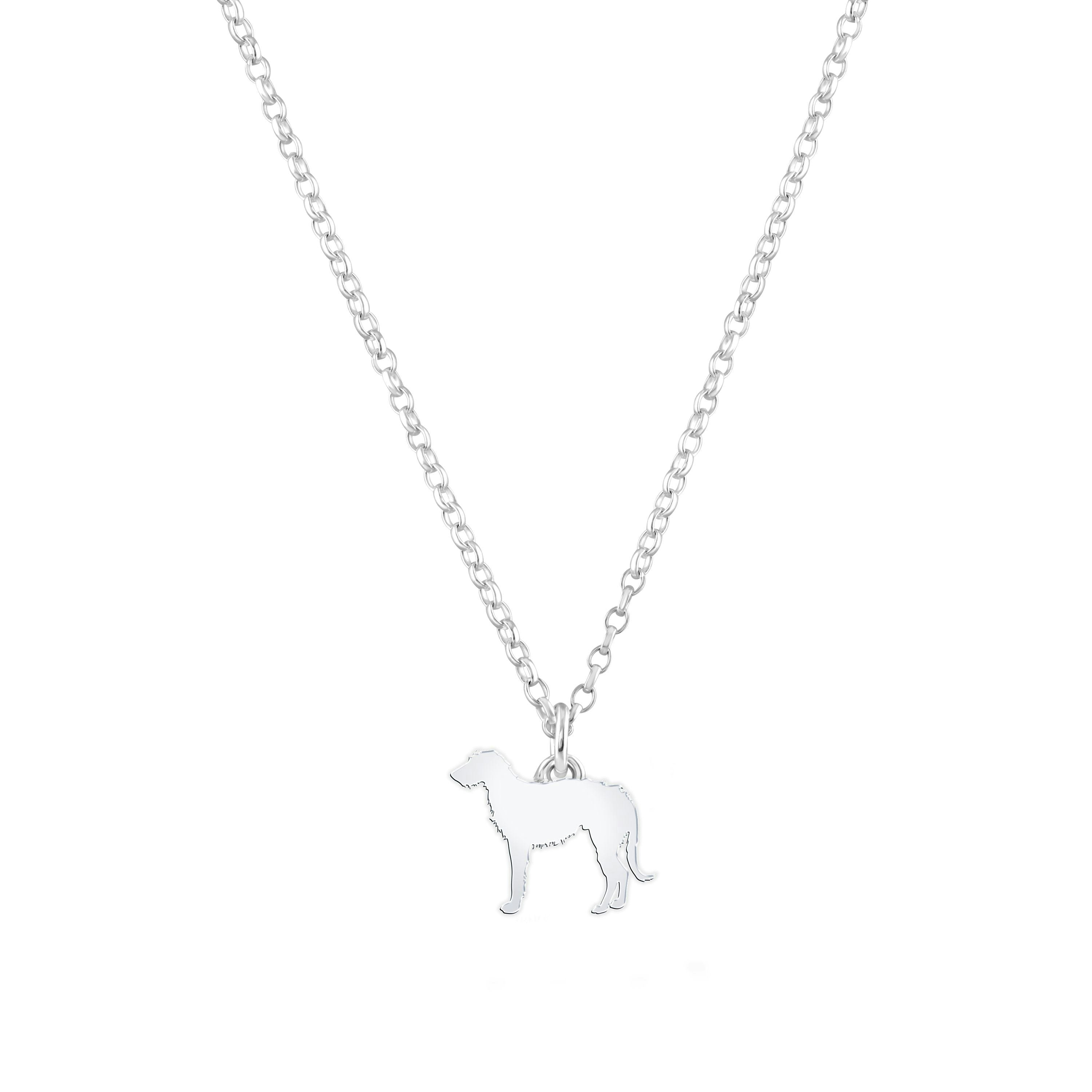 Mylee London Silver Deerhound Silhouette Necklace - Personalised - No
