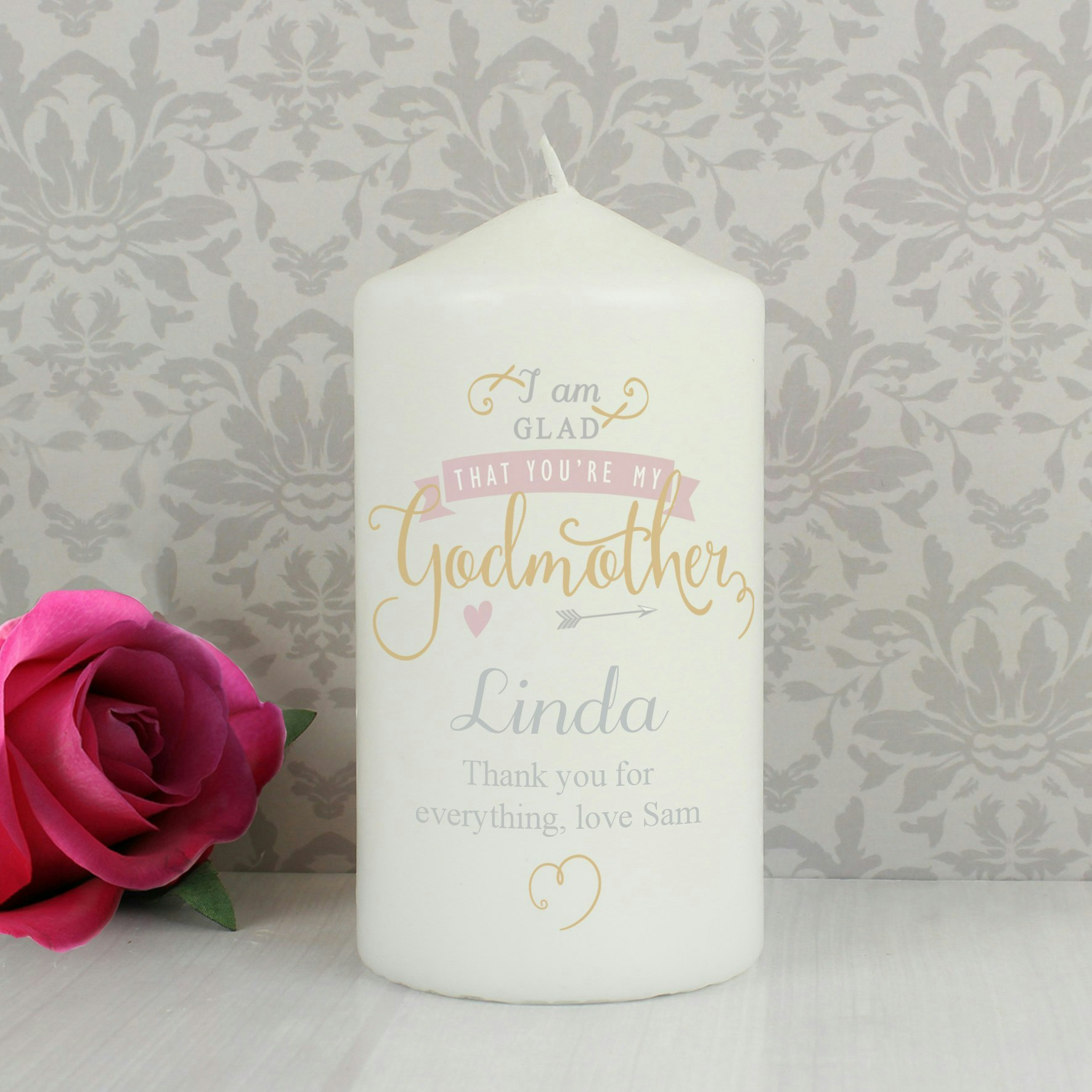 Personalised Memento Company Personalised I Am Glad... Godmother Pillar Candle