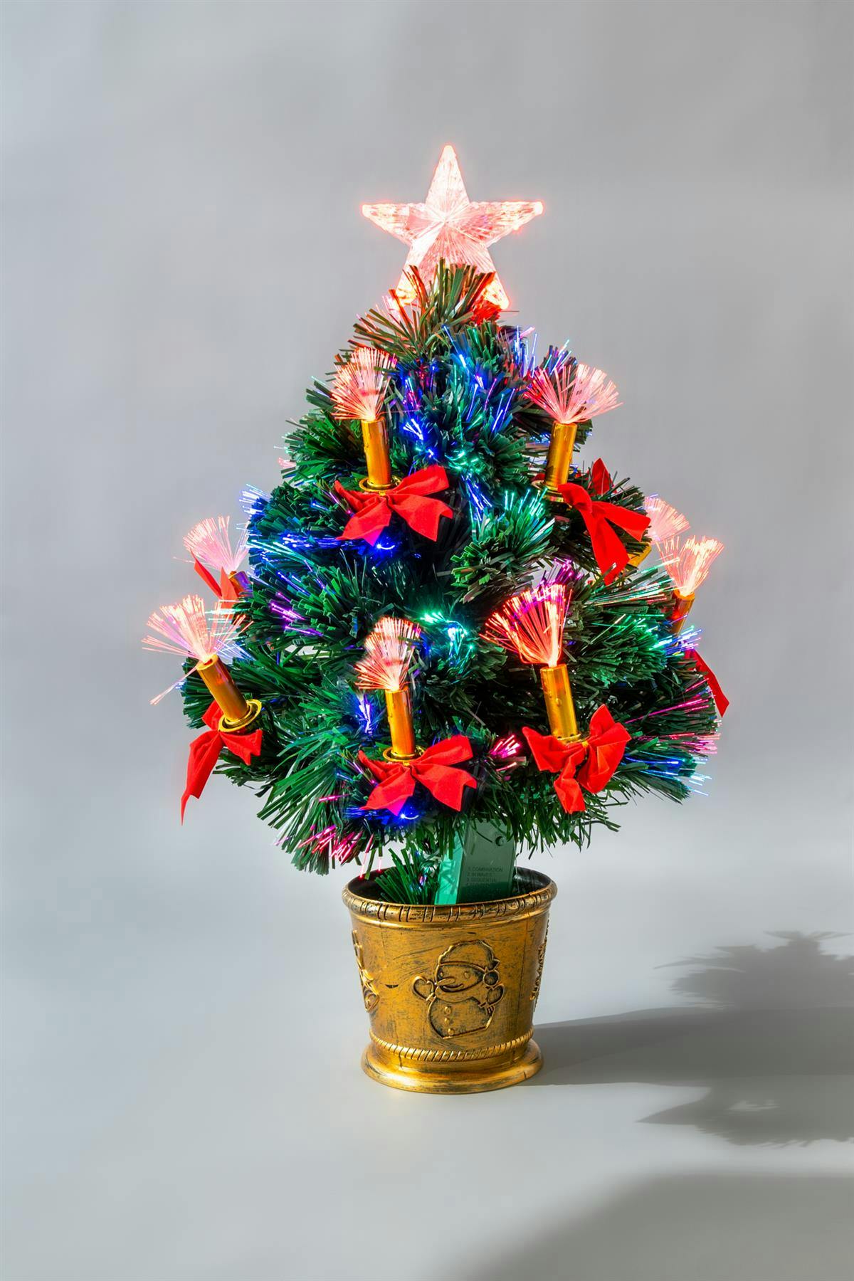 Shatchi Green 2Ft To 6Ft Candle & Bow Fibre Optic Christmas Trees, Pvc, Pre-Lit Led - 2Ft - Pvc - Image 2