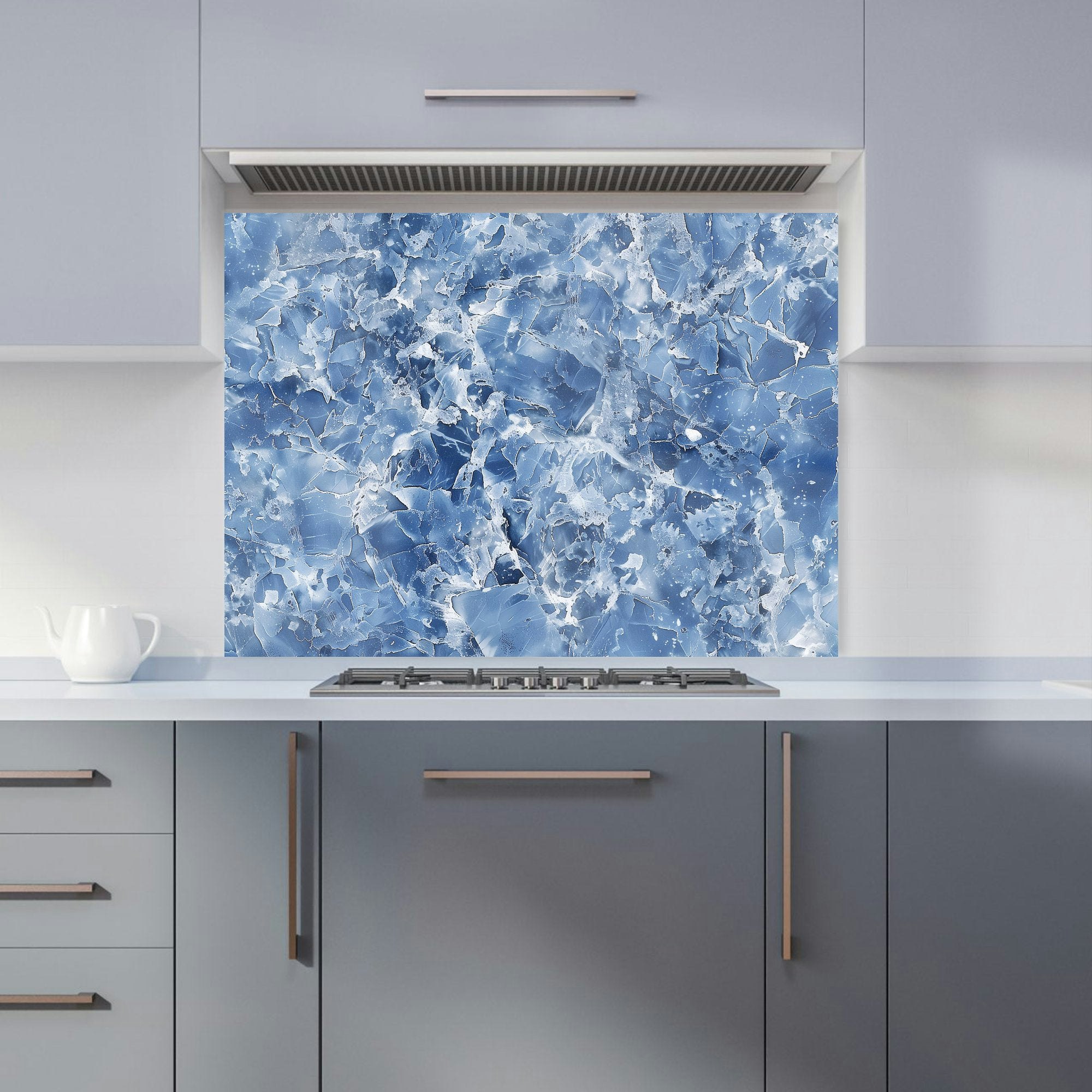 Warren Reed Blue - Designer Coastal Quartz Effect Kitchen Splashback - W900mm X H650mm