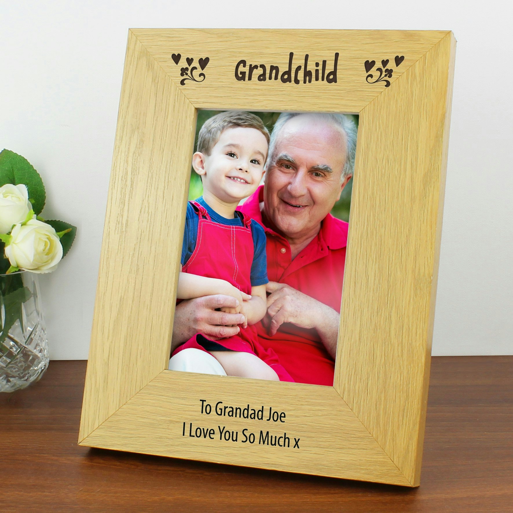 Personalised Memento Company Personalised Oak Finish 6X4 Grandchild Photo Frame