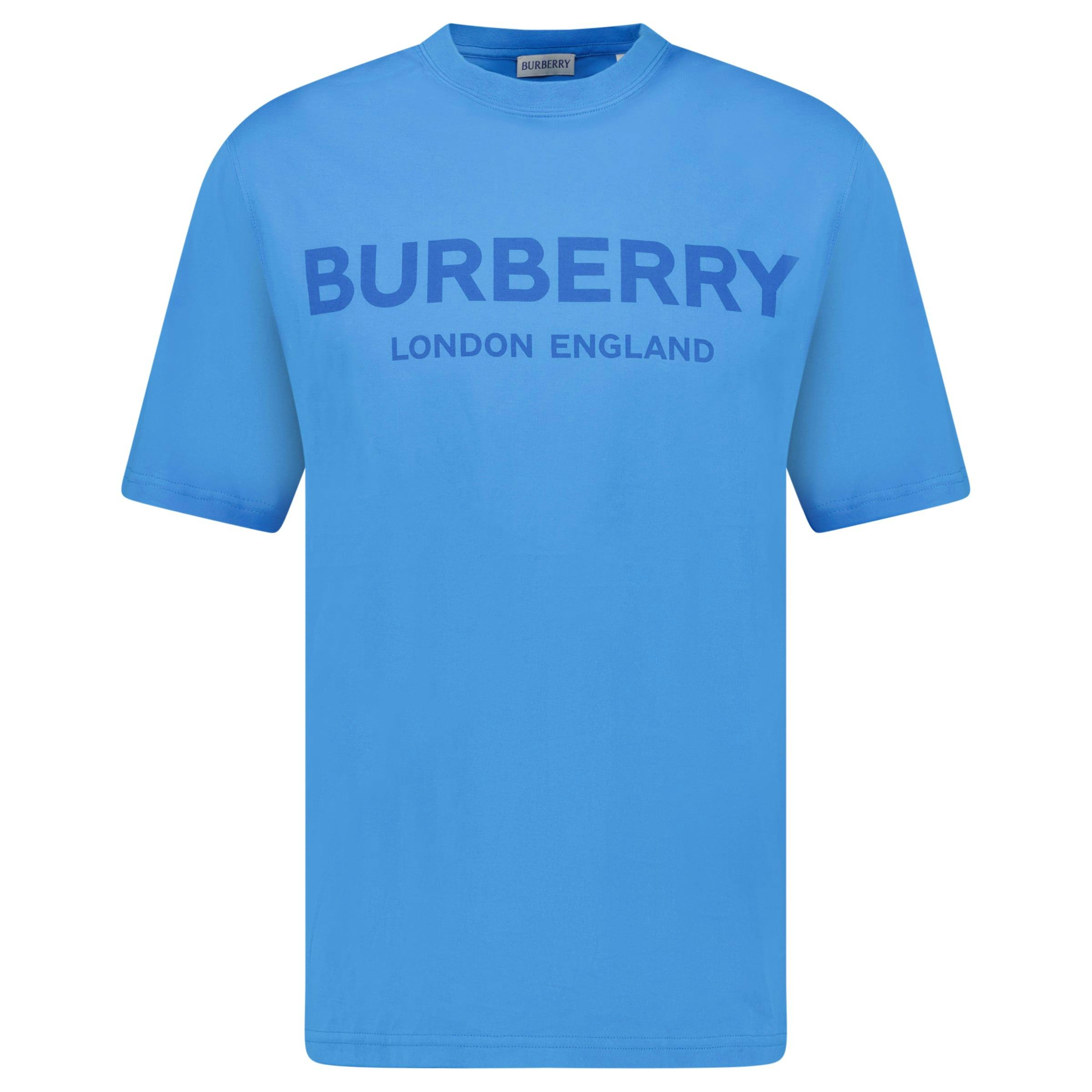Burberry Blue 'Ellison' Logo Print T-Shirt - M