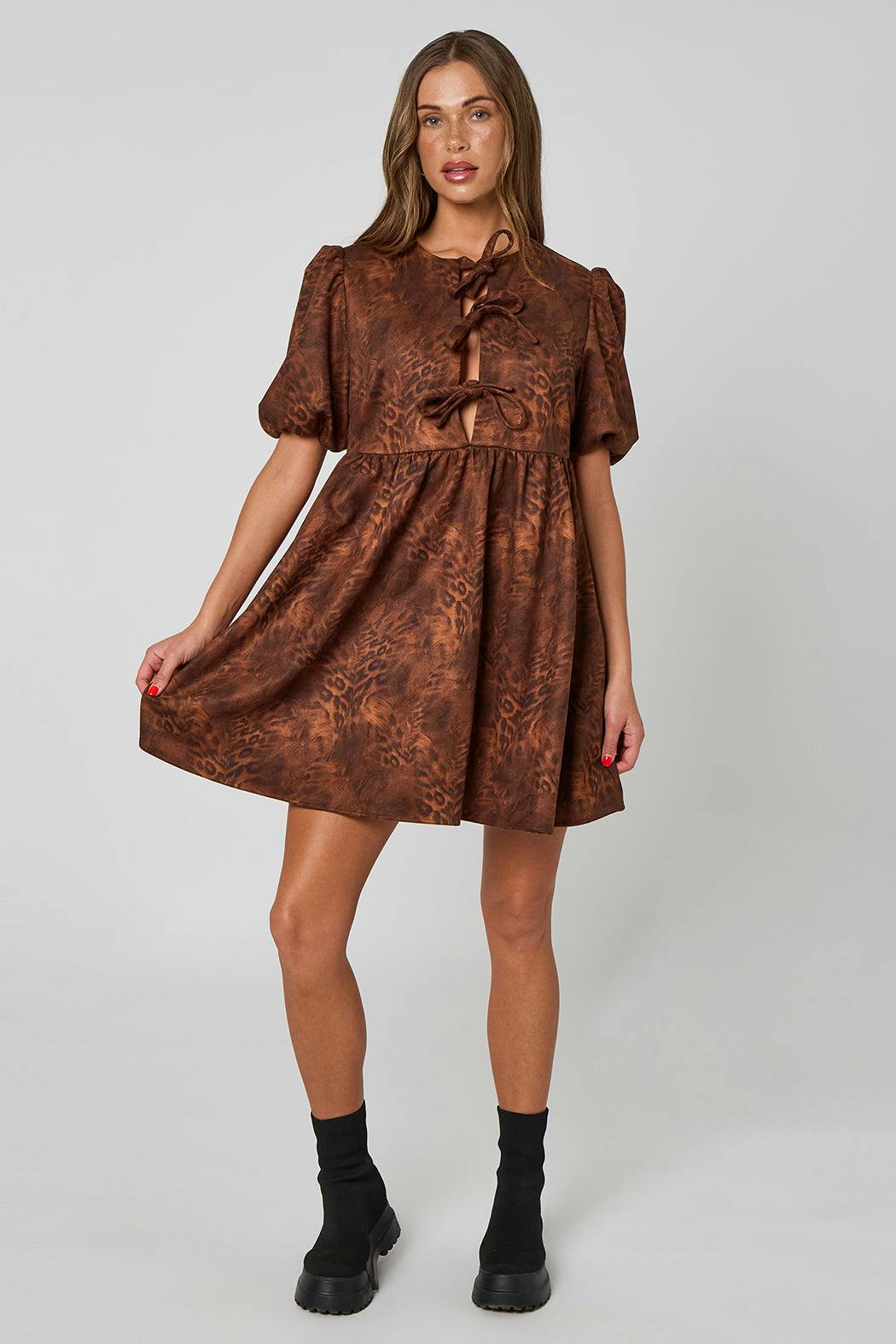 Urban Bliss Animal Faux Suede Mini Dress - 8