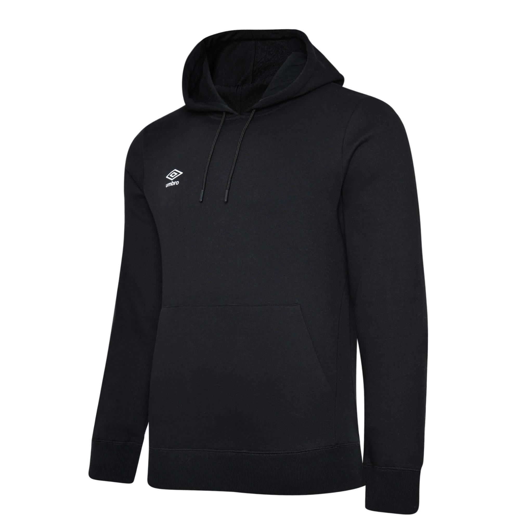 Umbro Black/White Childrens/Kids Club Leisure Drawstring Hoodie - 13 Years - 70% Cotton/30% Polyester