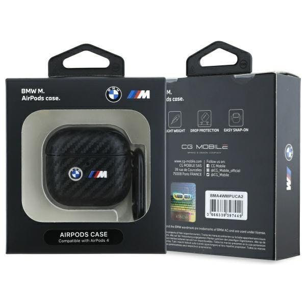 Bmw Black M Series Carbon Double Metal Logo Case For Airpods 4 - Bma4wmpuca2