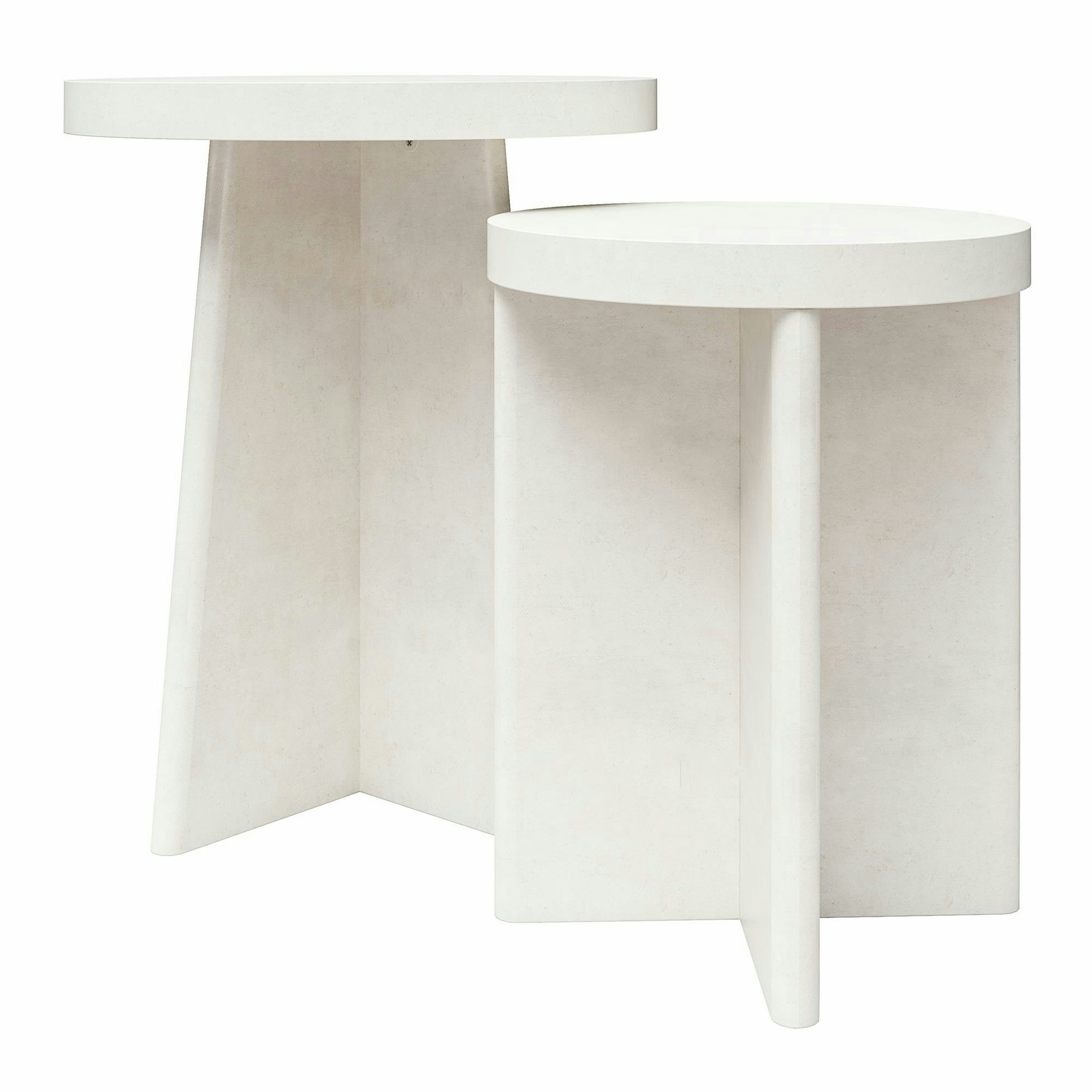 Dorel Home Cream Liam Round End Tables 2-Pack Plaster