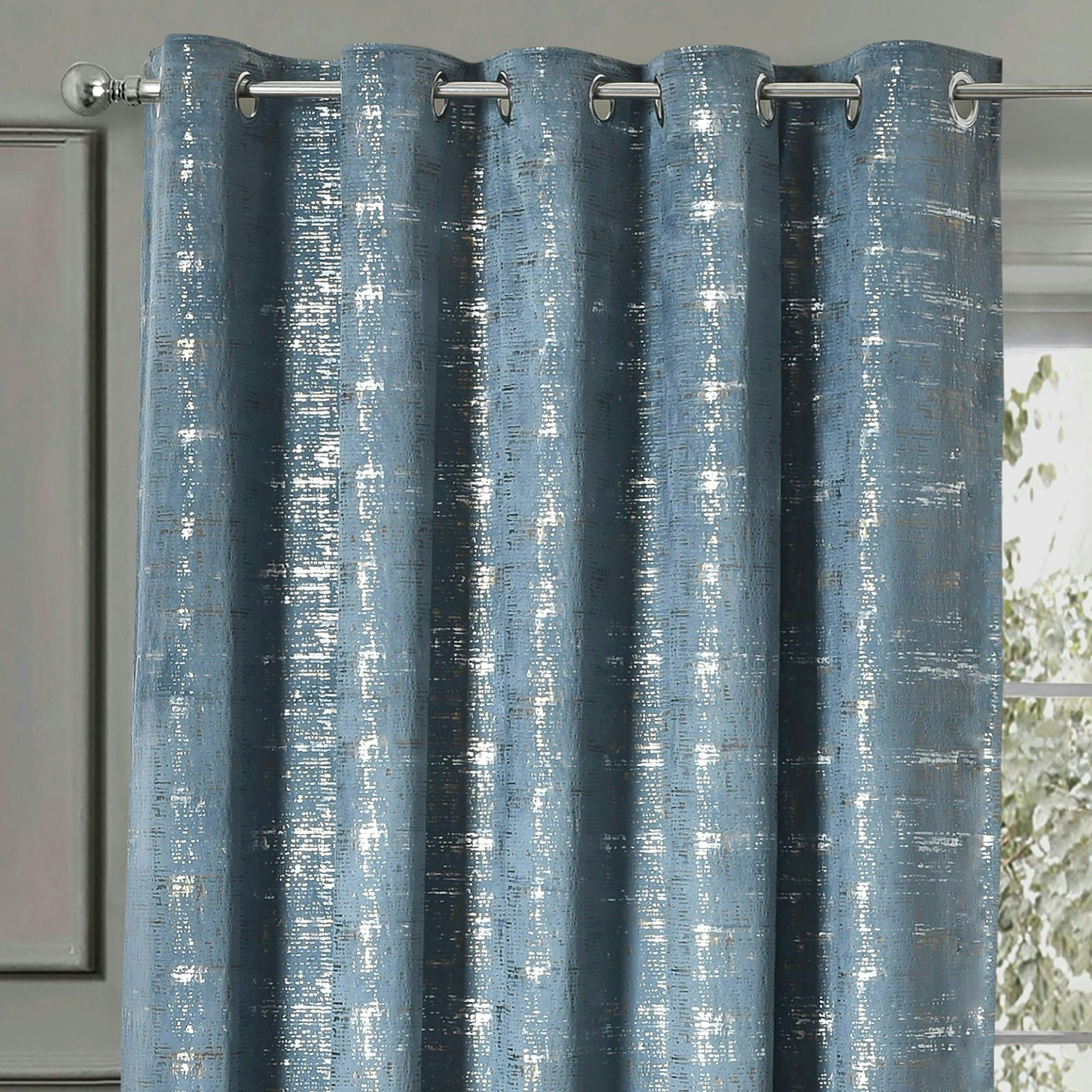 Rackhams Blue Warwick Readymade Eyelet Curtains - 168Cm X 183Cm