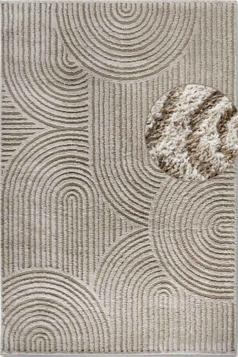 Rackhams Beige High Pile Rug Chappe – Soft Geometric - 80X120 Cm
