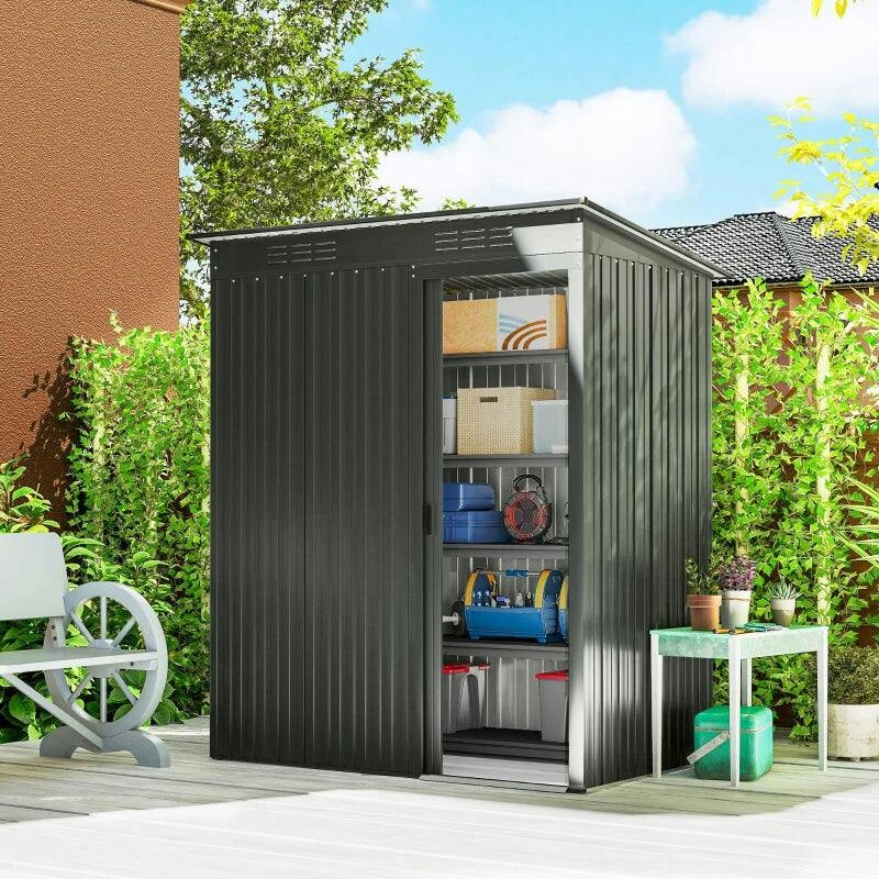 Outsunny Unisex Dark Grey Grey, X 3.5Ft) Metal Garden Shed With Effortless Assembly In Size 5 - Image 3