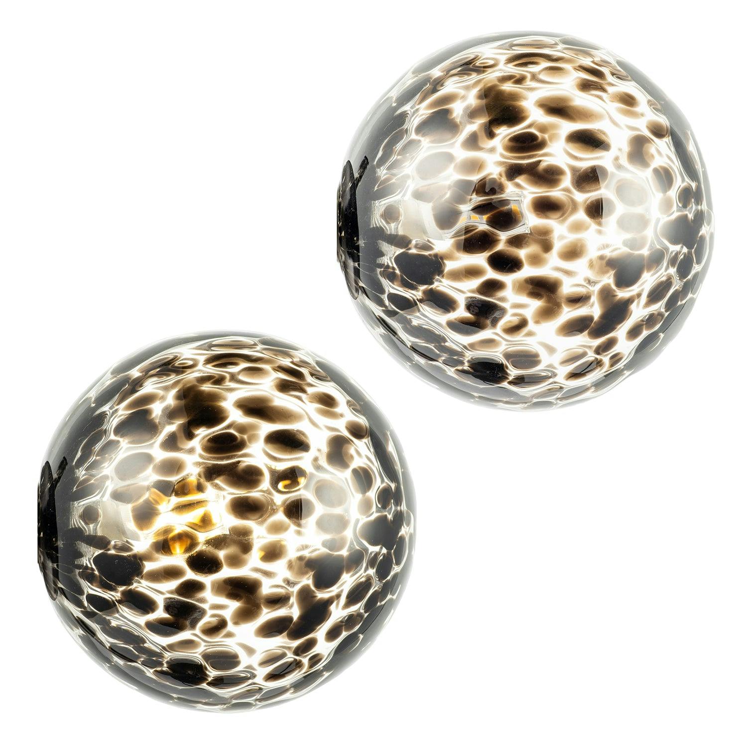 Rackhams Black Stylish Pair Of Round Snowflake Glass Shades For G9 Lamp Holders