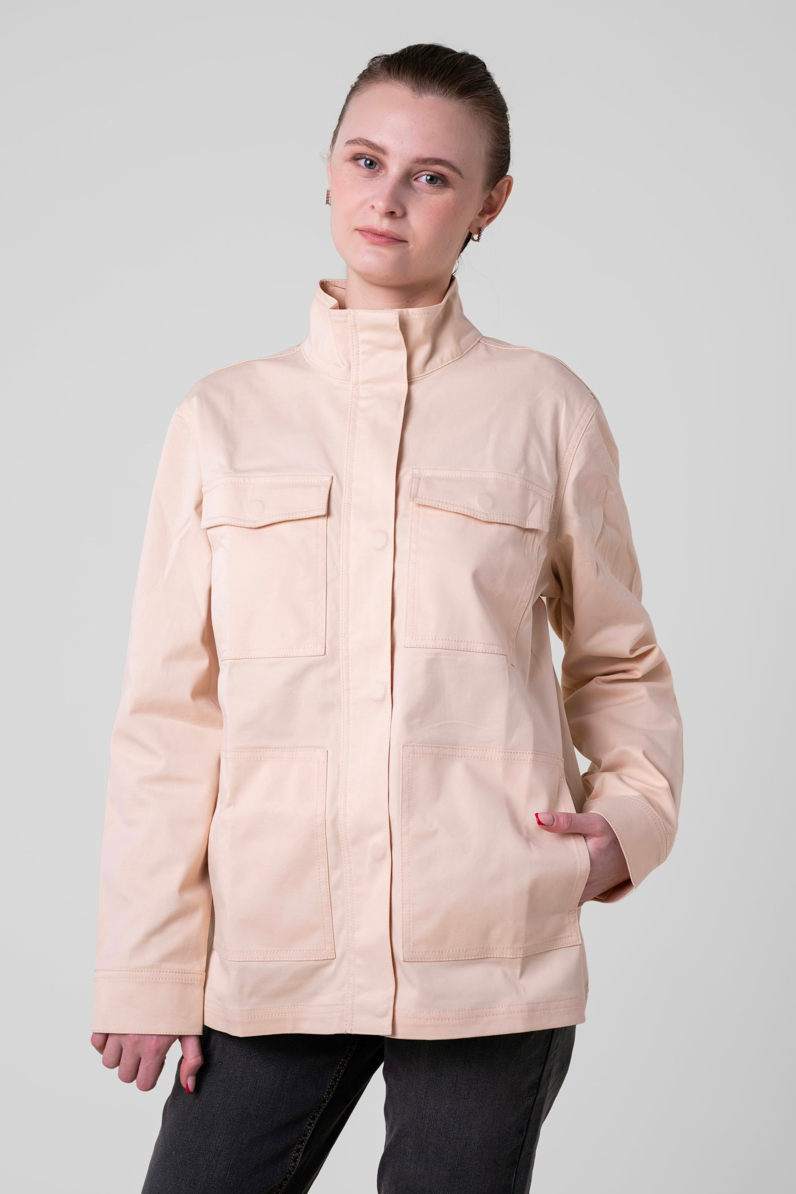 Enorsia Women's Cream Oversize Traveller Jacket | In Size 12 - Image 5