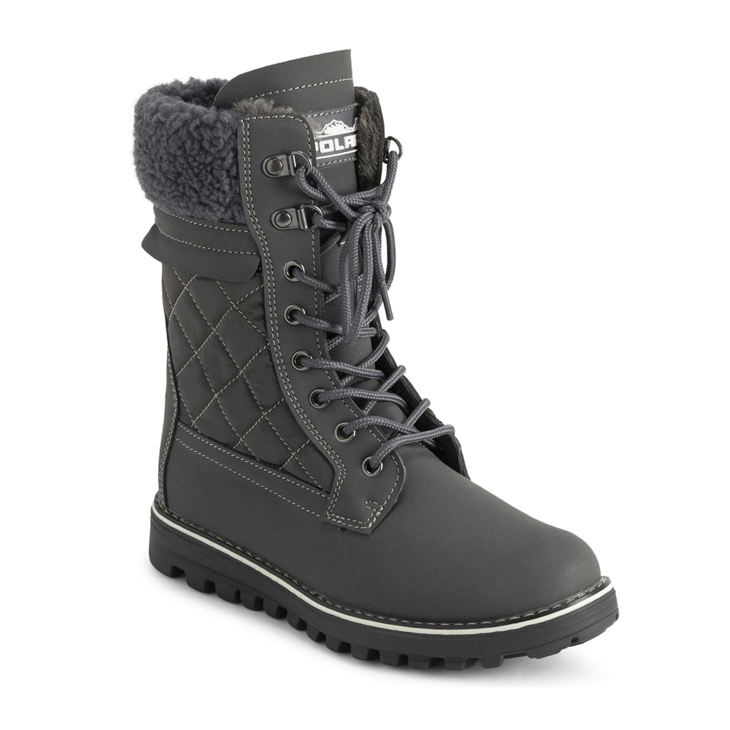 Viva Women's Grey Polar Memory Foam Thermal Deep Tread Rubber Sole Snow Boots - 6 - / Shearling