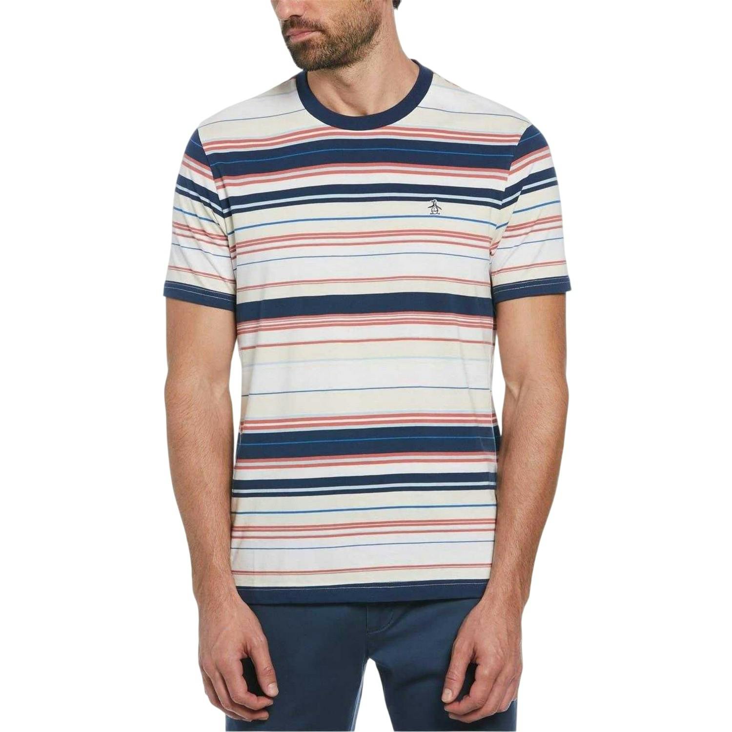 Original Penguin Men's Striped Crew Neck T-Shirt - Birch - M - Birch - 100% Cotton