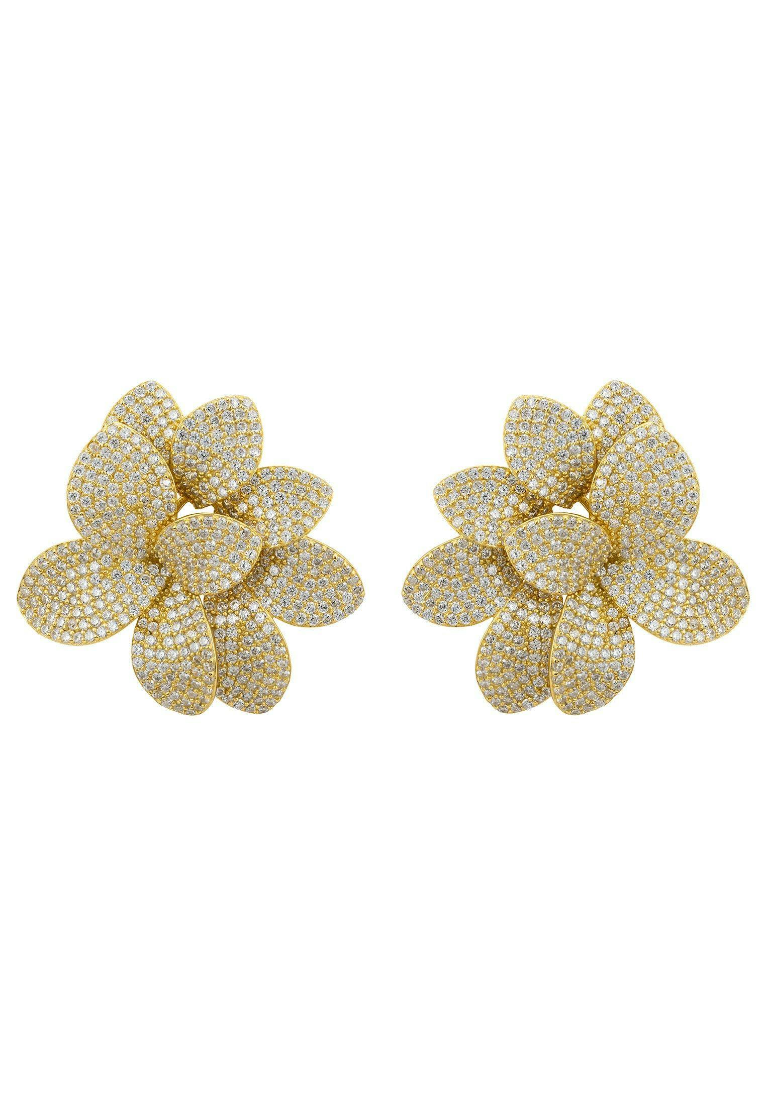 Latelita Gold Amaryllis Flower Large Stud Earrings