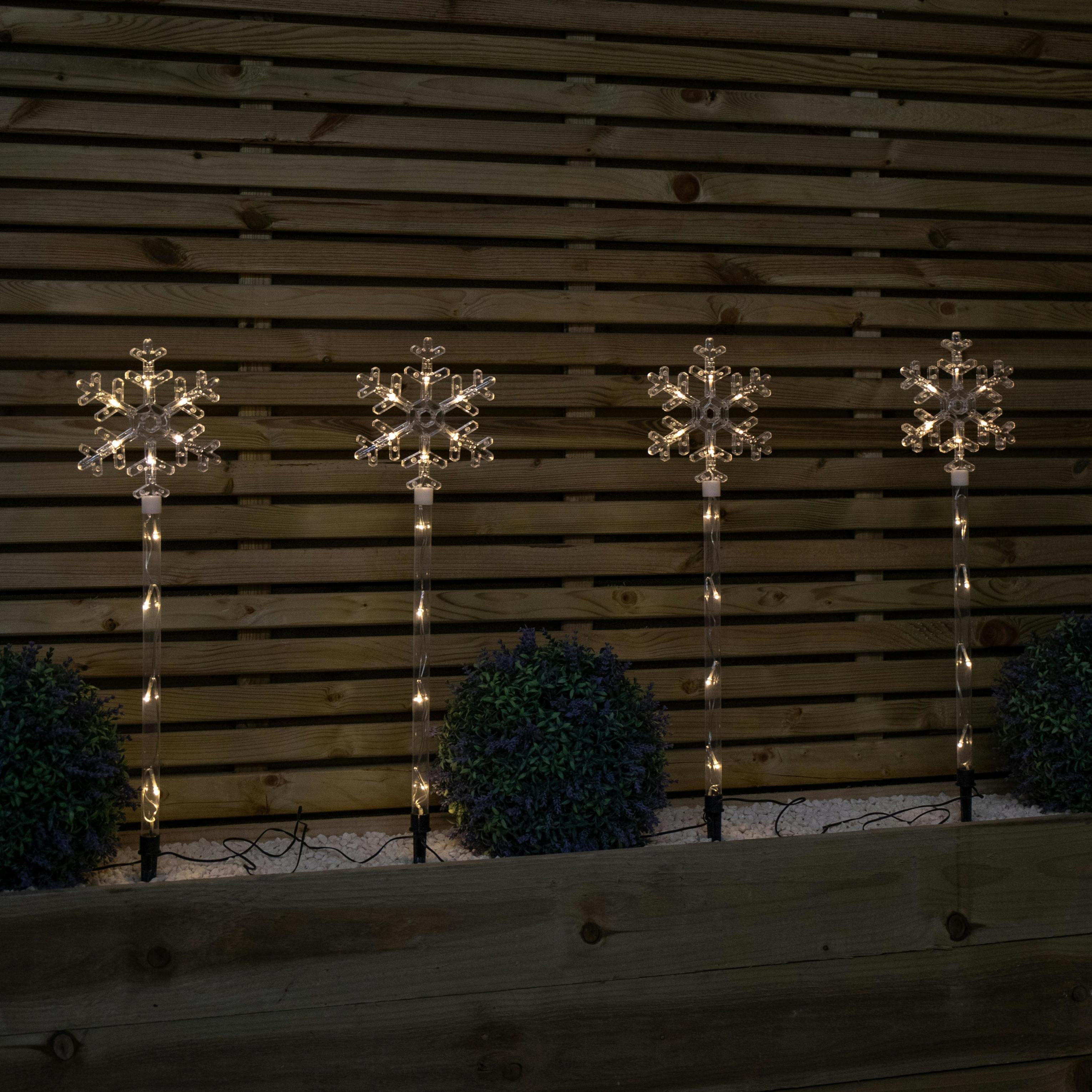 Photos - Fairy Lights Rackhams 69cm Set of 4 Plastic Crystal Snowflake Pathfinder Christmas Lights with Warm White LEDs