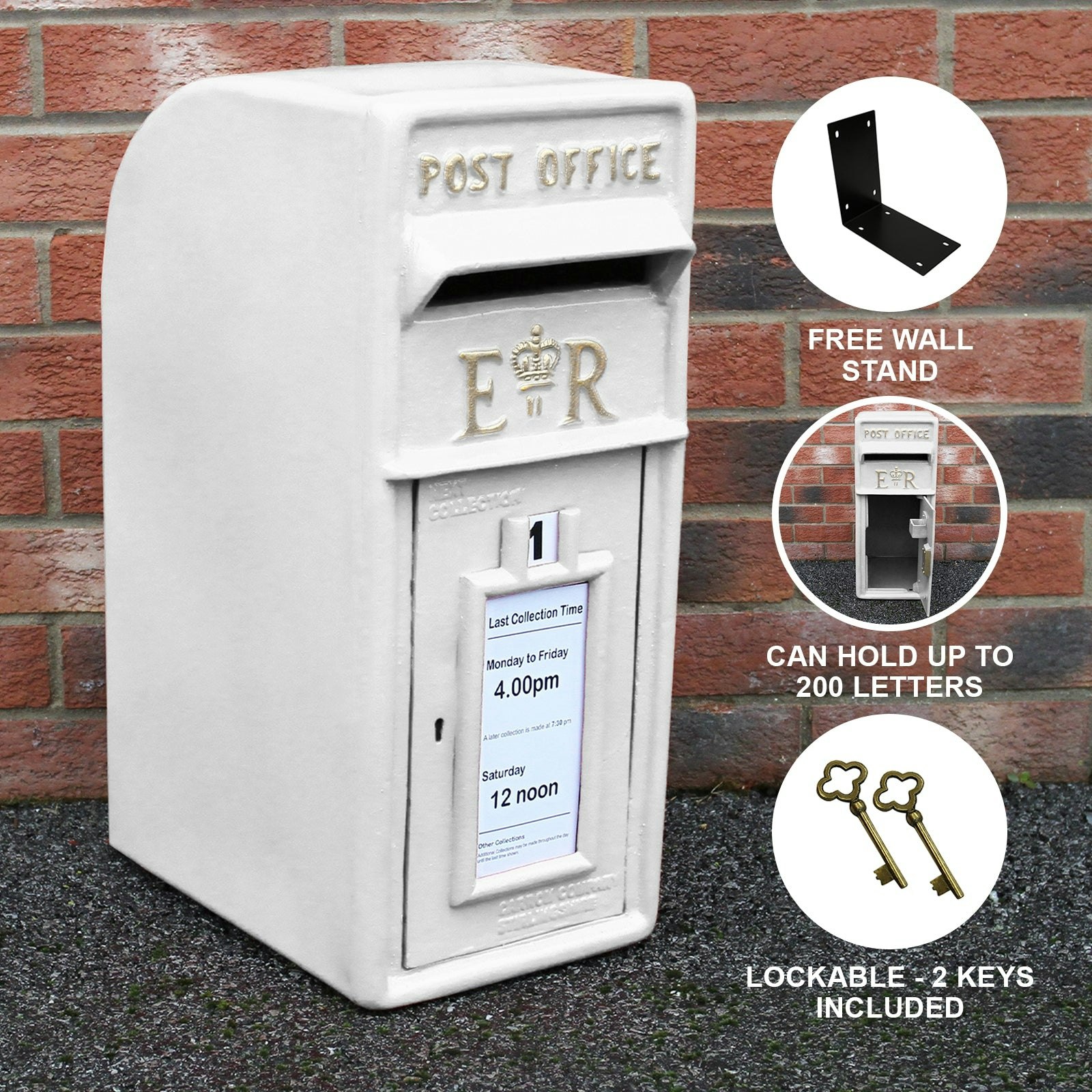 Rackhams White Cast Iron Royal Mail Post Box