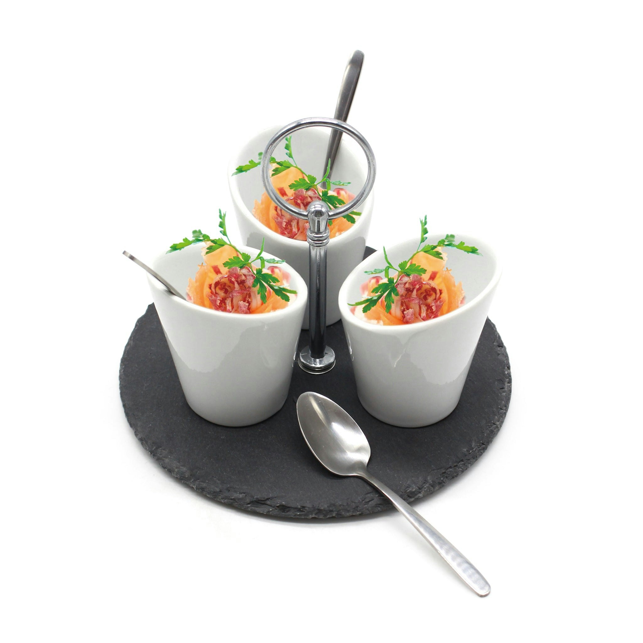 Rackhams White Tapas Serving Dishes Set Platter Snack Dips Cups Slate Ceramic - Slate/Ceramic