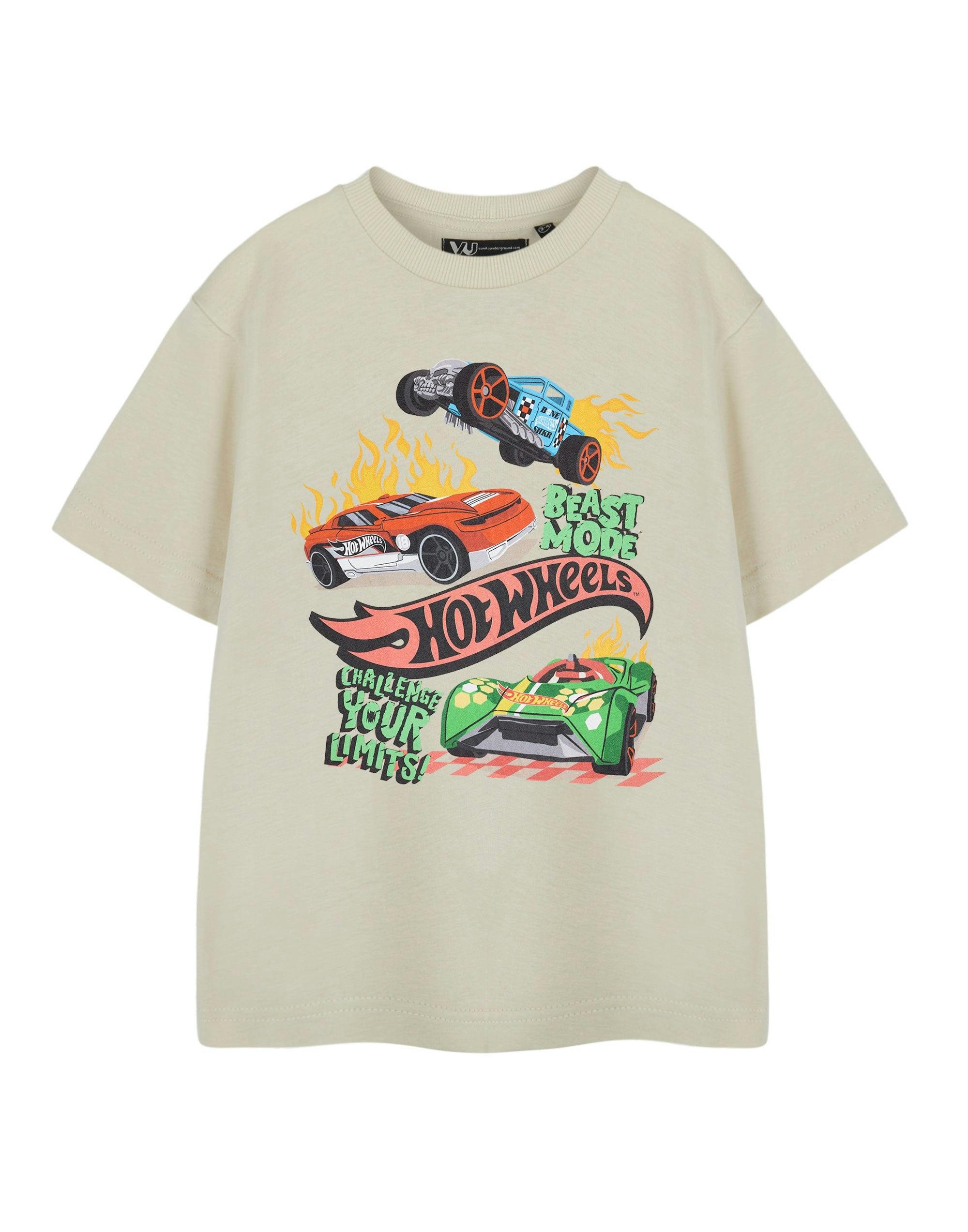 Vanilla Underground Boys Beige Hot Wheels Beast Mode Short Sleeved T-Shirt - 7-8 Years