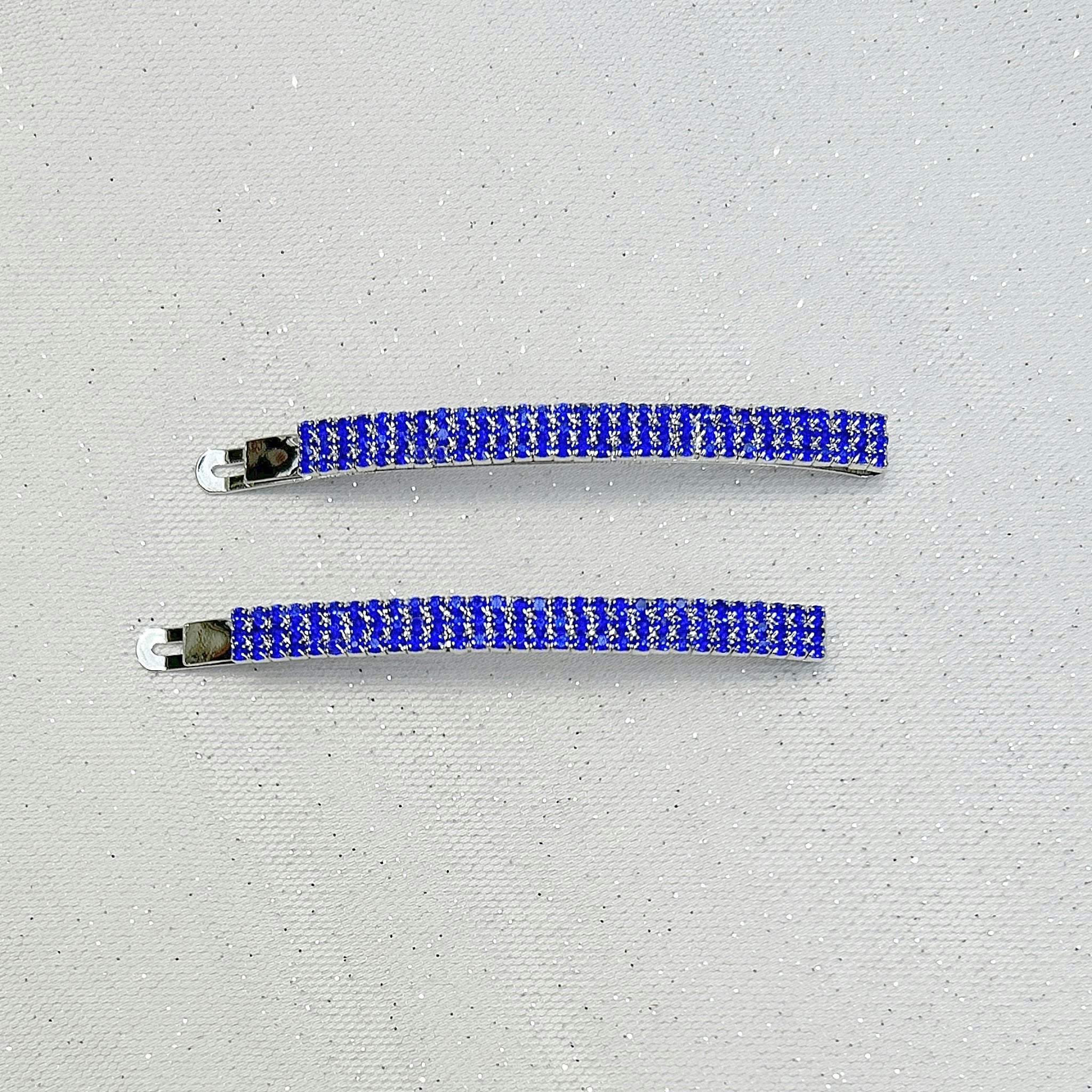 Queenmee Accessories Blue Diamante Hair Slides Large