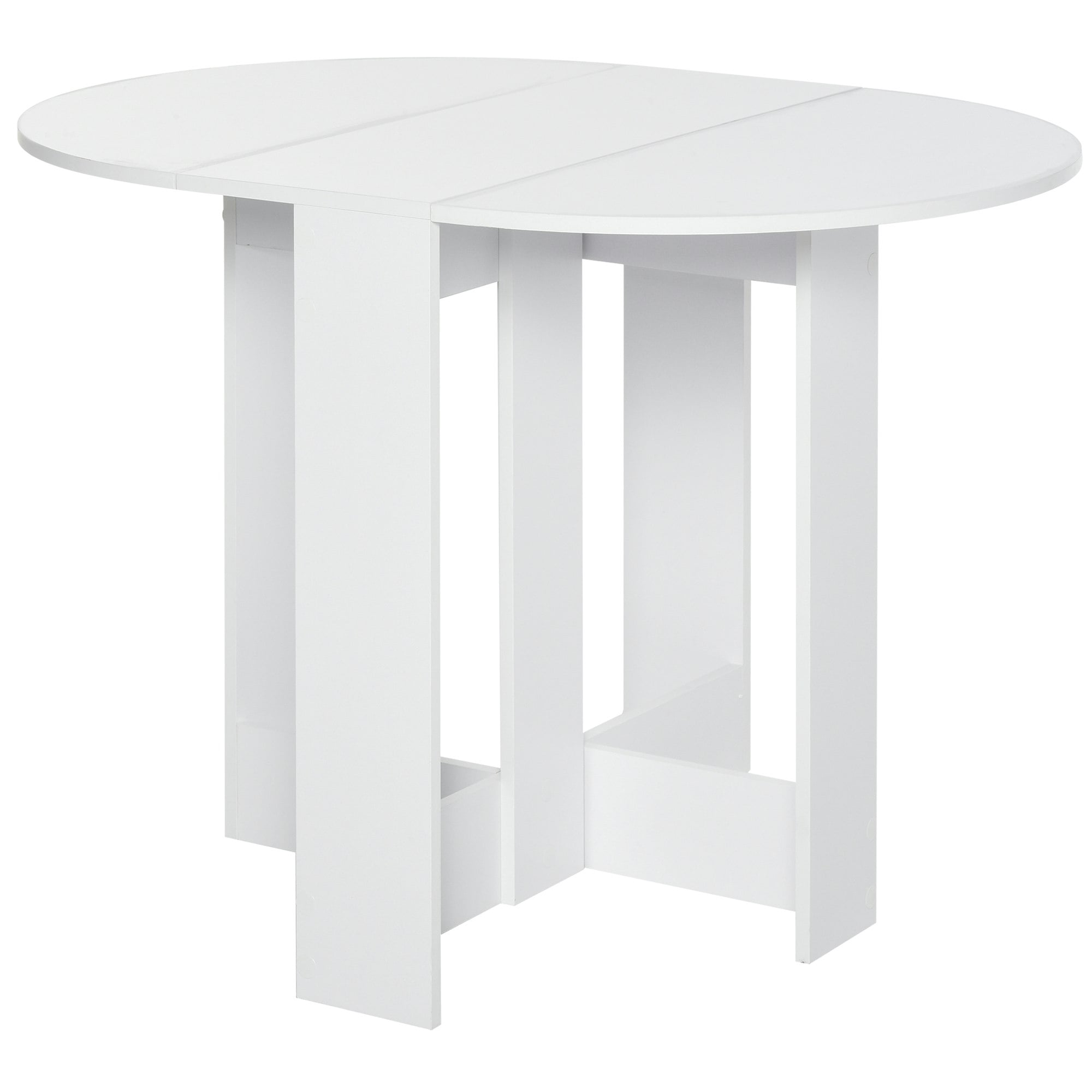 Homcom White Folding Dining Table Foldable Drop Leaf Dinner Table For Kitchen Small