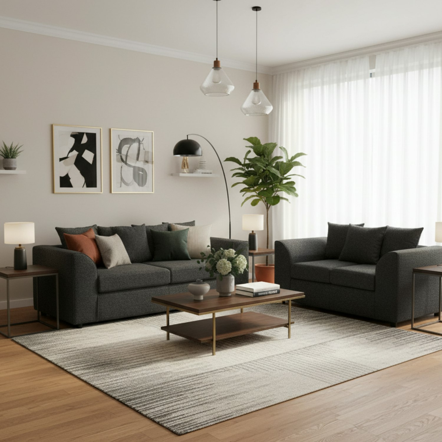 Furnishings For Less Black Paris Boucle Charcoal Fabric Sofa Suite