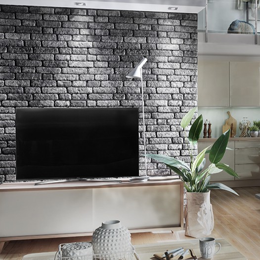 Wallsupply Anthracite Ultralight Loft Brick Effect Hd Printed 3D Wall Panels Eps, 4Pcs 2.4M²