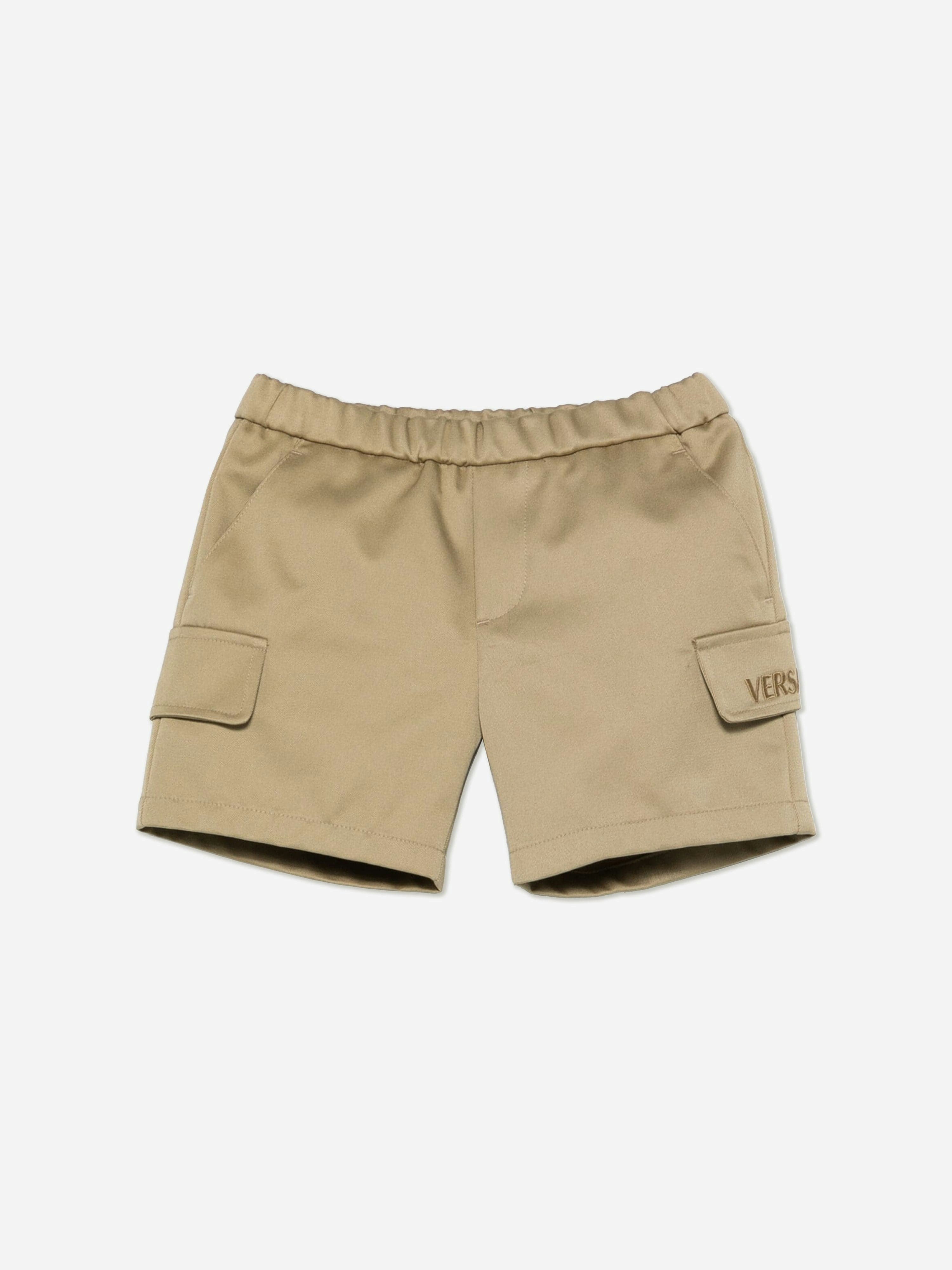 Versace Men's Beige Baby Boys Logo Cargo Shorts In - 24 Mths