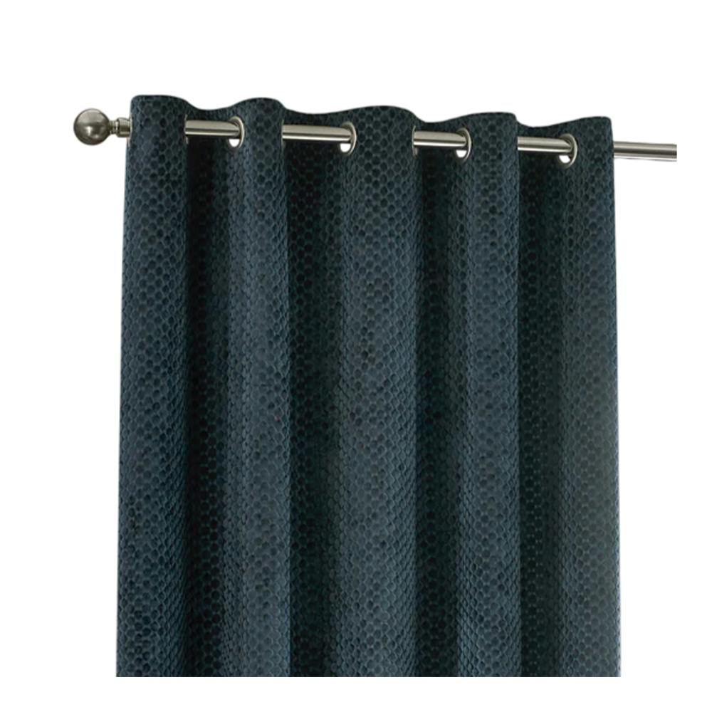 Furn Neptune Velvet Eyelet Curtains - Navy - 117Cm X 183Cm - Navy - 100% Polyester