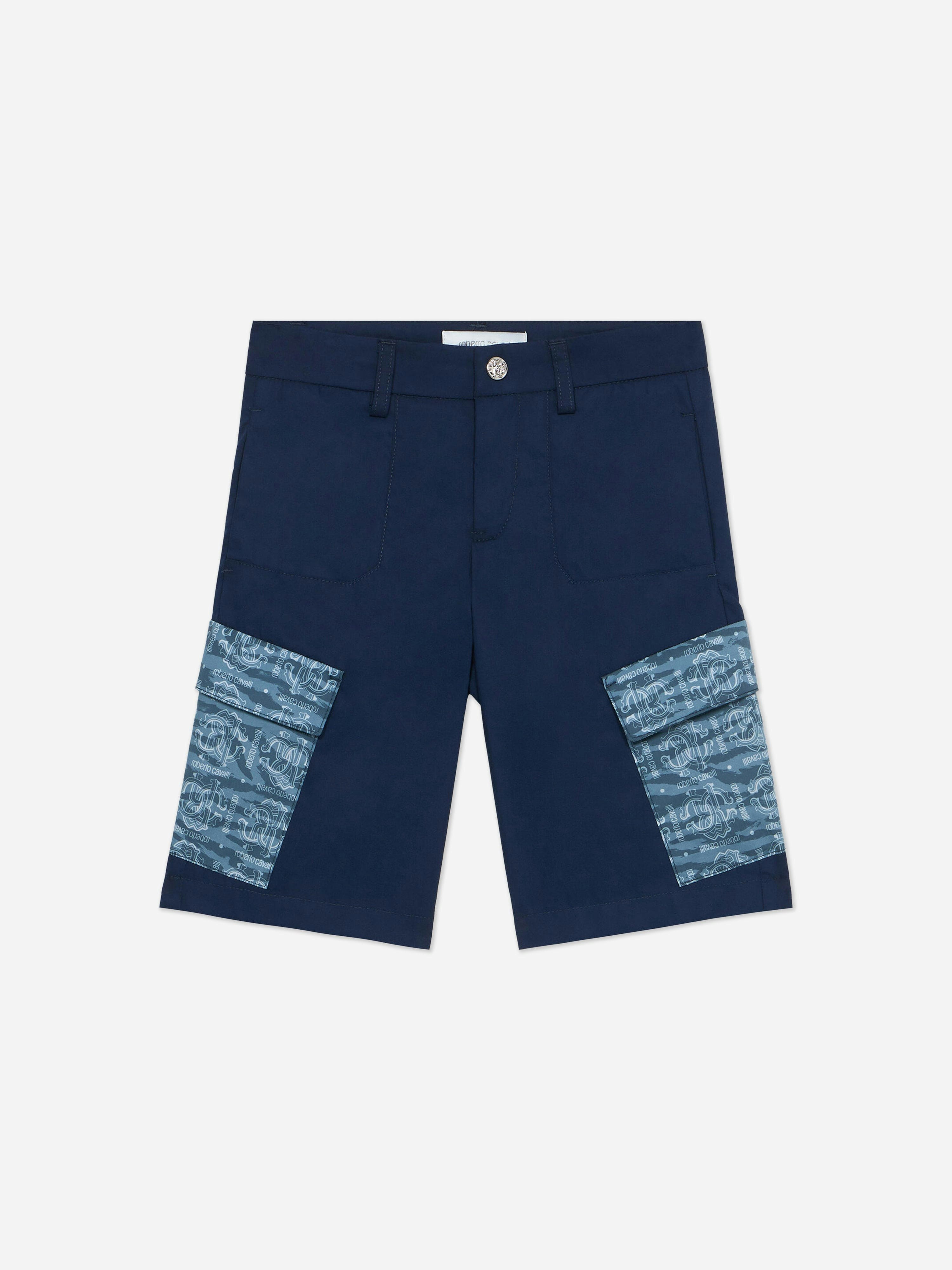 Roberto Cavalli Boys Blue Cargo Shorts In Navy - 12 Yrs