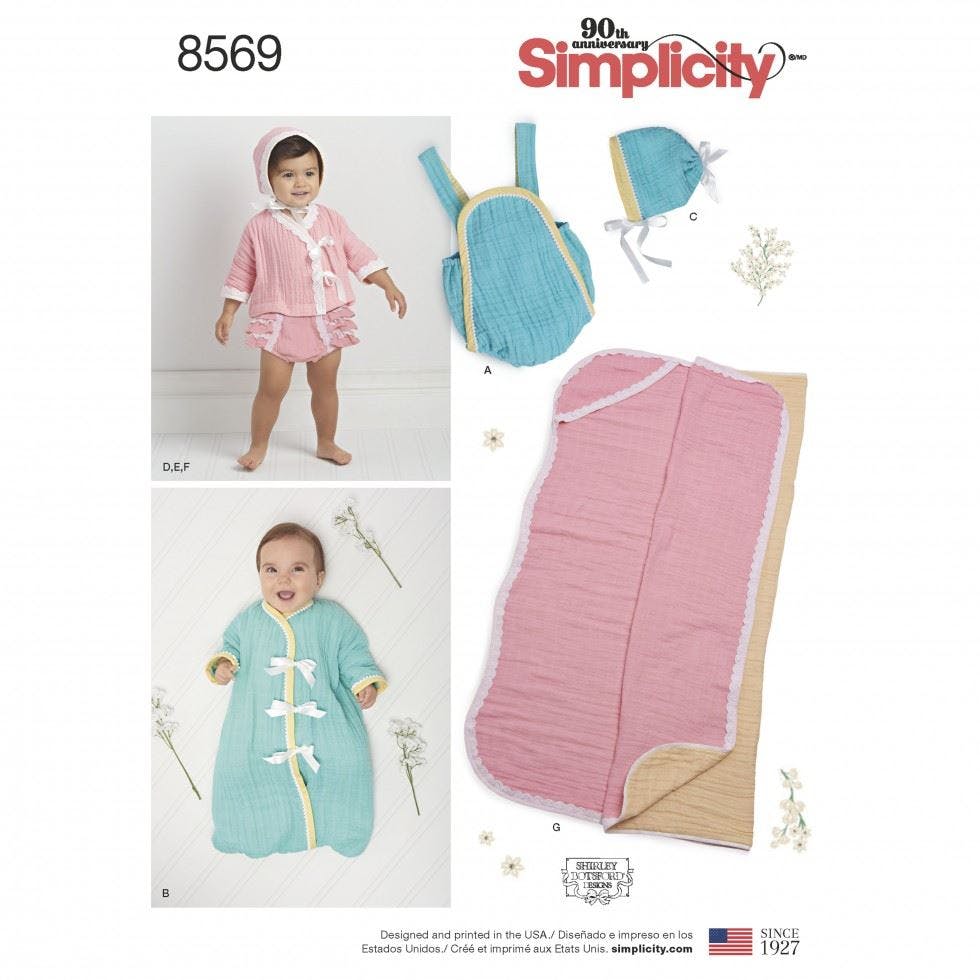 Simplicity Sewing Pattern 8569, Blankets, Onesies, Shorts, Jackets, Headwear For Baby, A (Xxs-Xs-S-M-L) - Intermediate - A (Xxs-Xs-S-M-L)