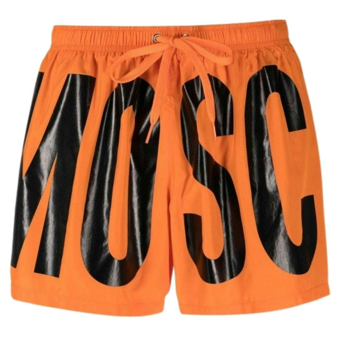 Moschino Men's Orange Logo Swim Shorts - M - 100% Polyester