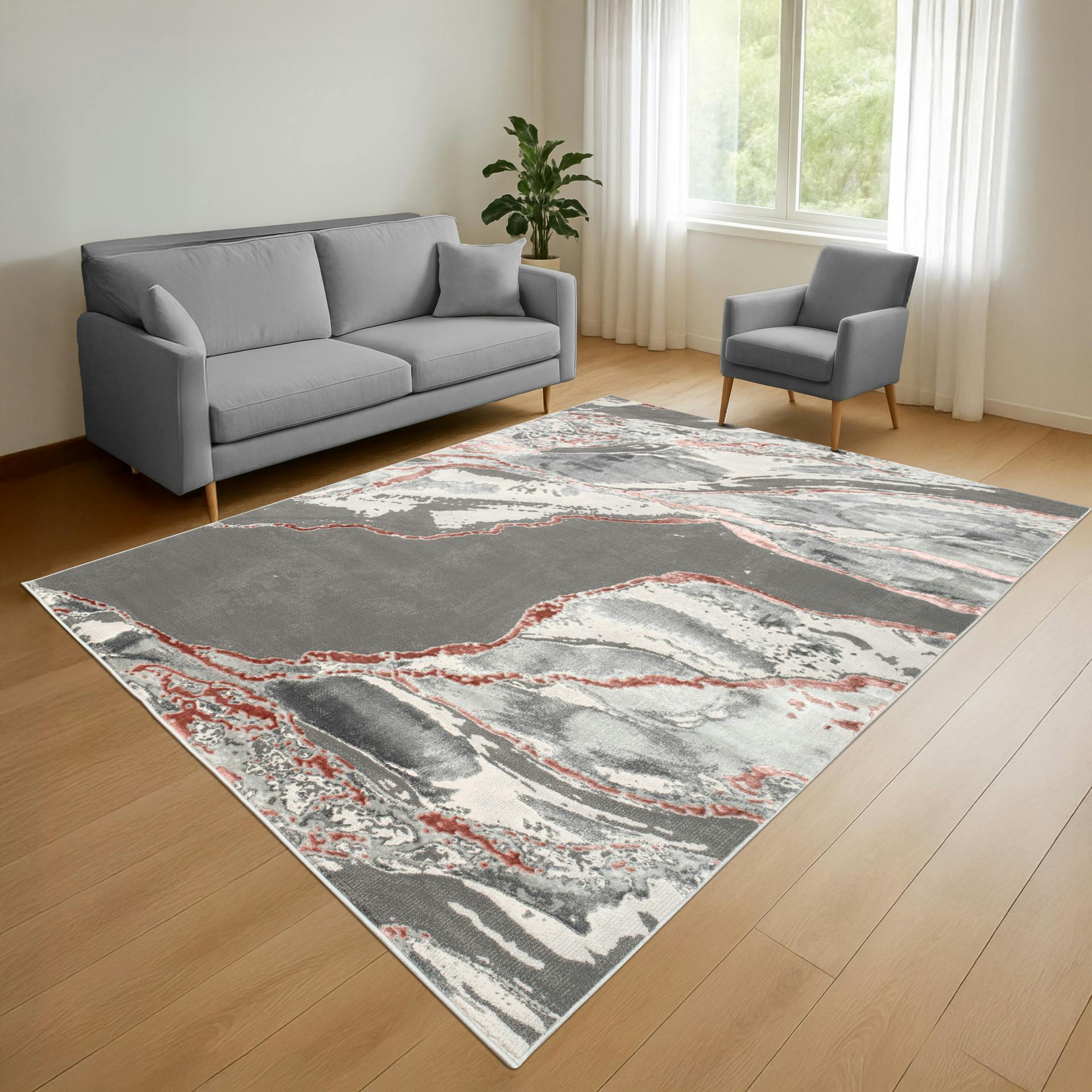 Rackhams Pink Parma Modern Shimmer Rug - 200Cm X 290Cm (6.5Ft X 9.5Ft)